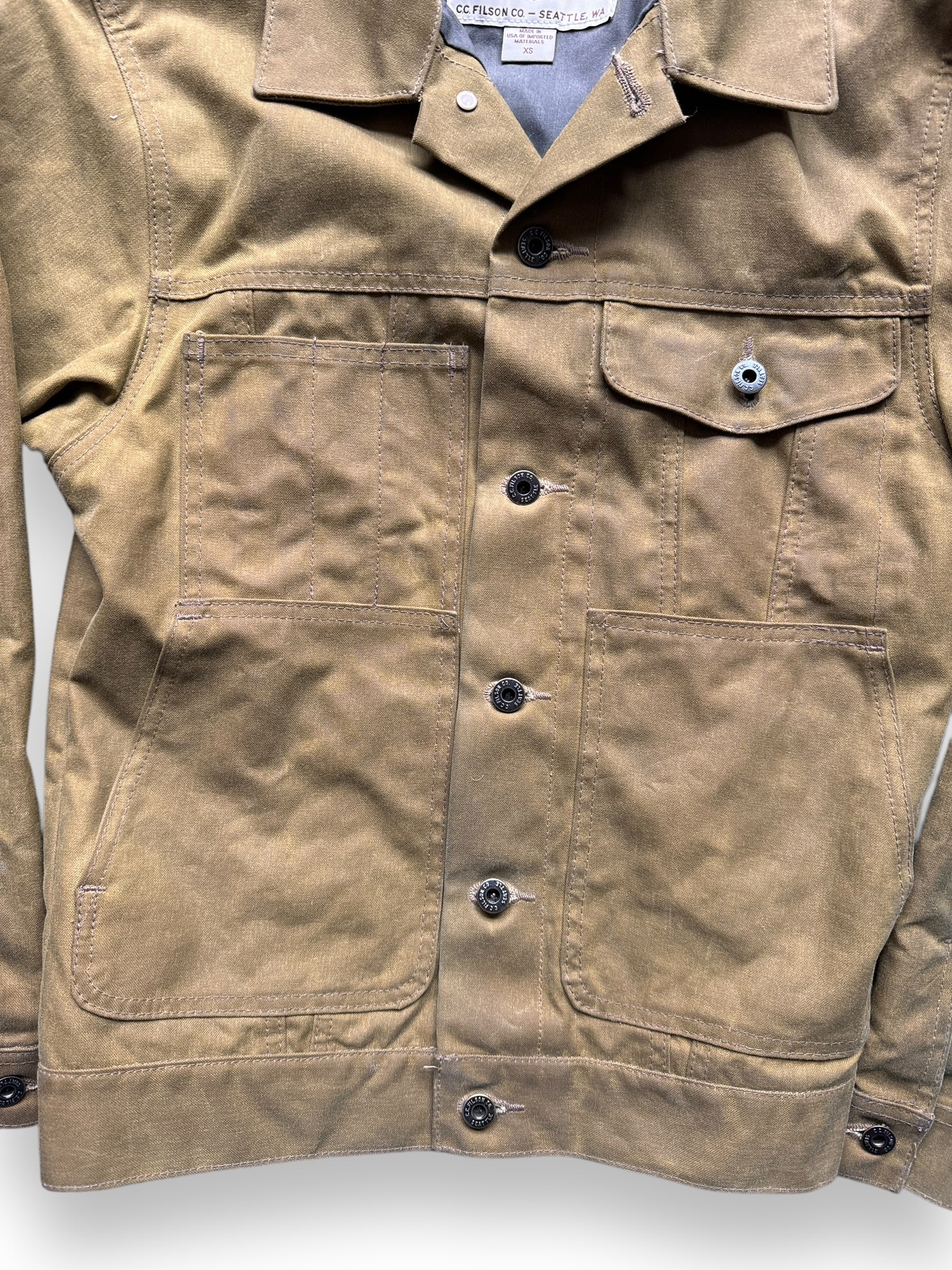 Front Chest View of Filson Short Lined Cruiser SZ XS