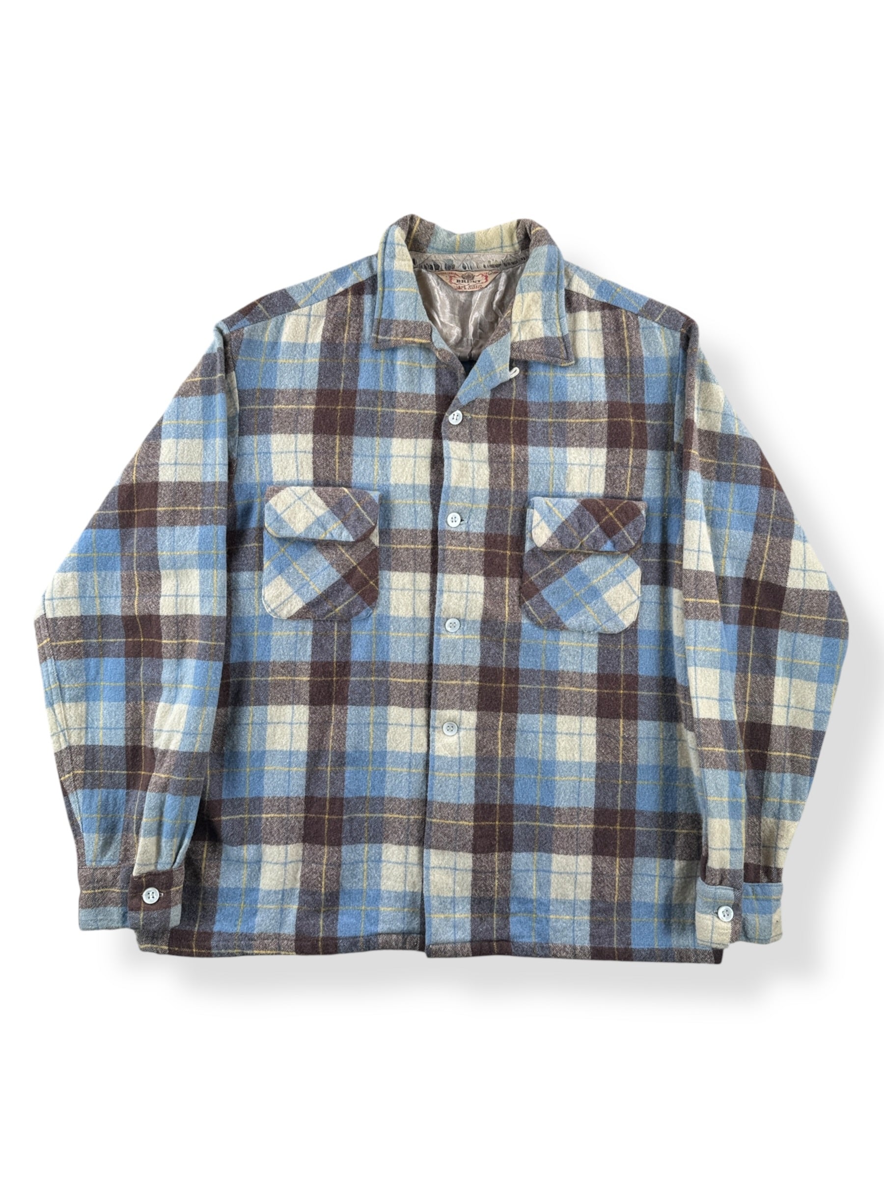 Front of Vintage 1950s Brent Wool Board Shirt SZ 16 - 16 1/2 (Fits S/M)