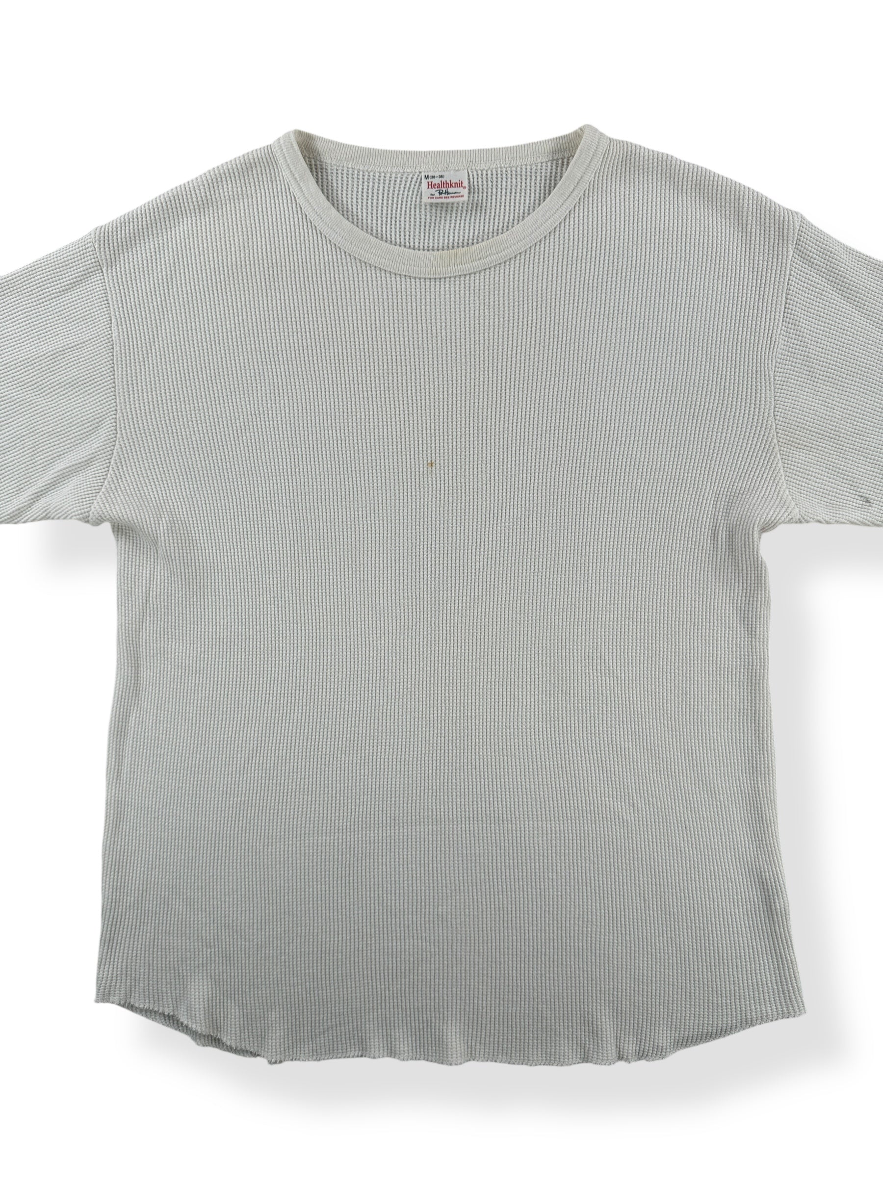 Front Close Up of Vintage Healthknit Shortsleeve Thermal Top SZ L