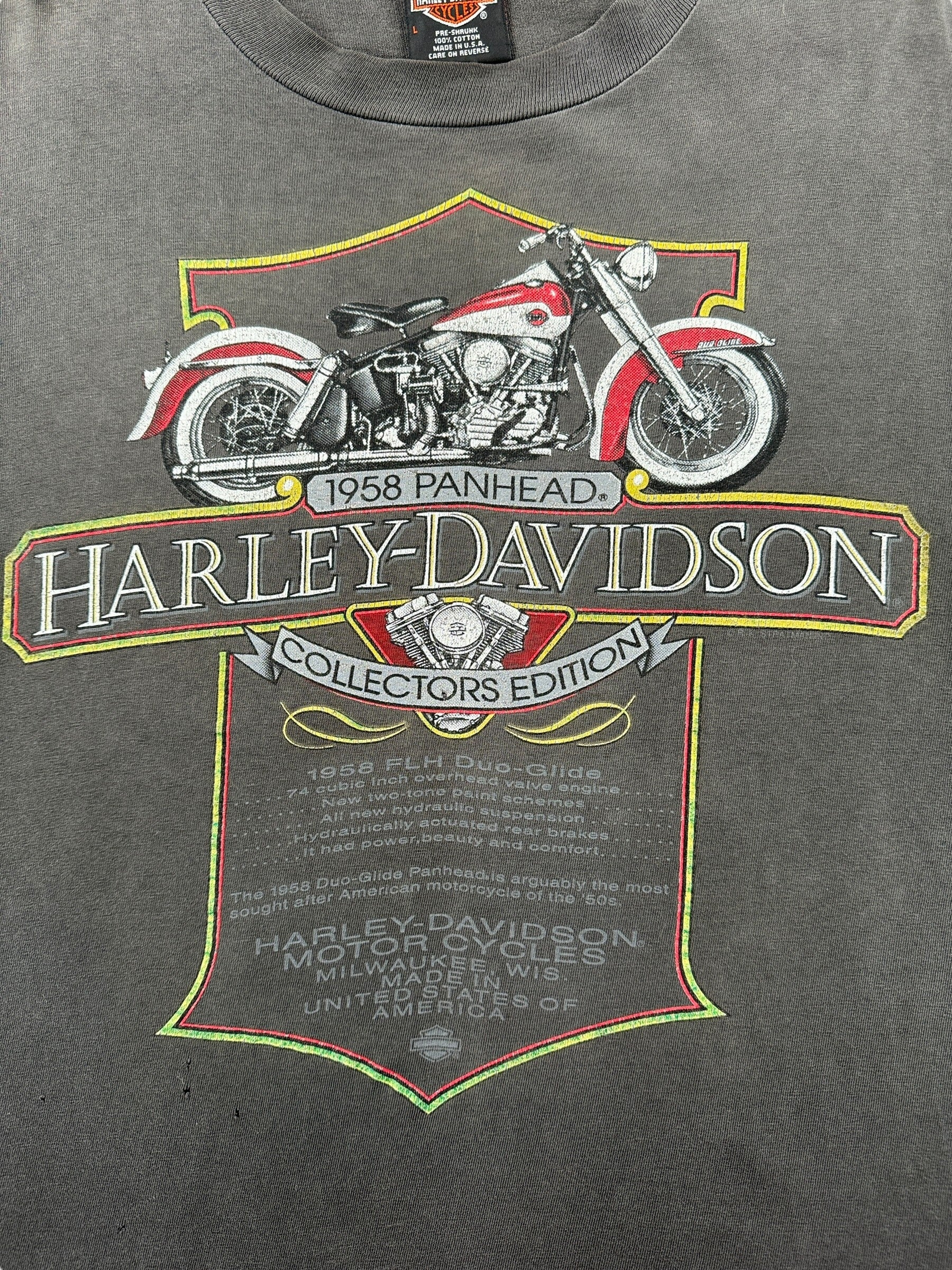 Graphic of Vintage Santa Cruz Harley Davidson Panhead Tee SZ L