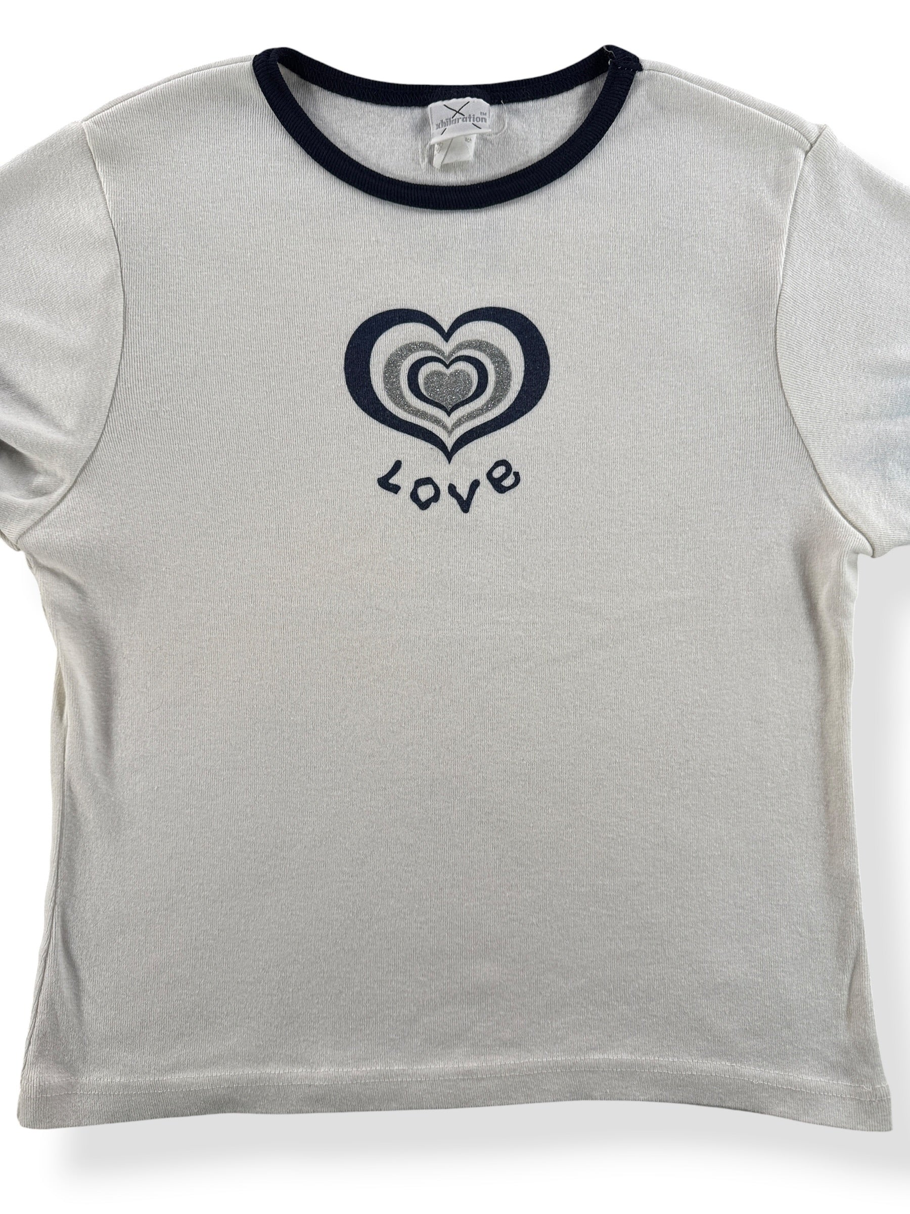 Front Close Up of Vintage Xhilaration Love Tee SZ XL (Fits S)