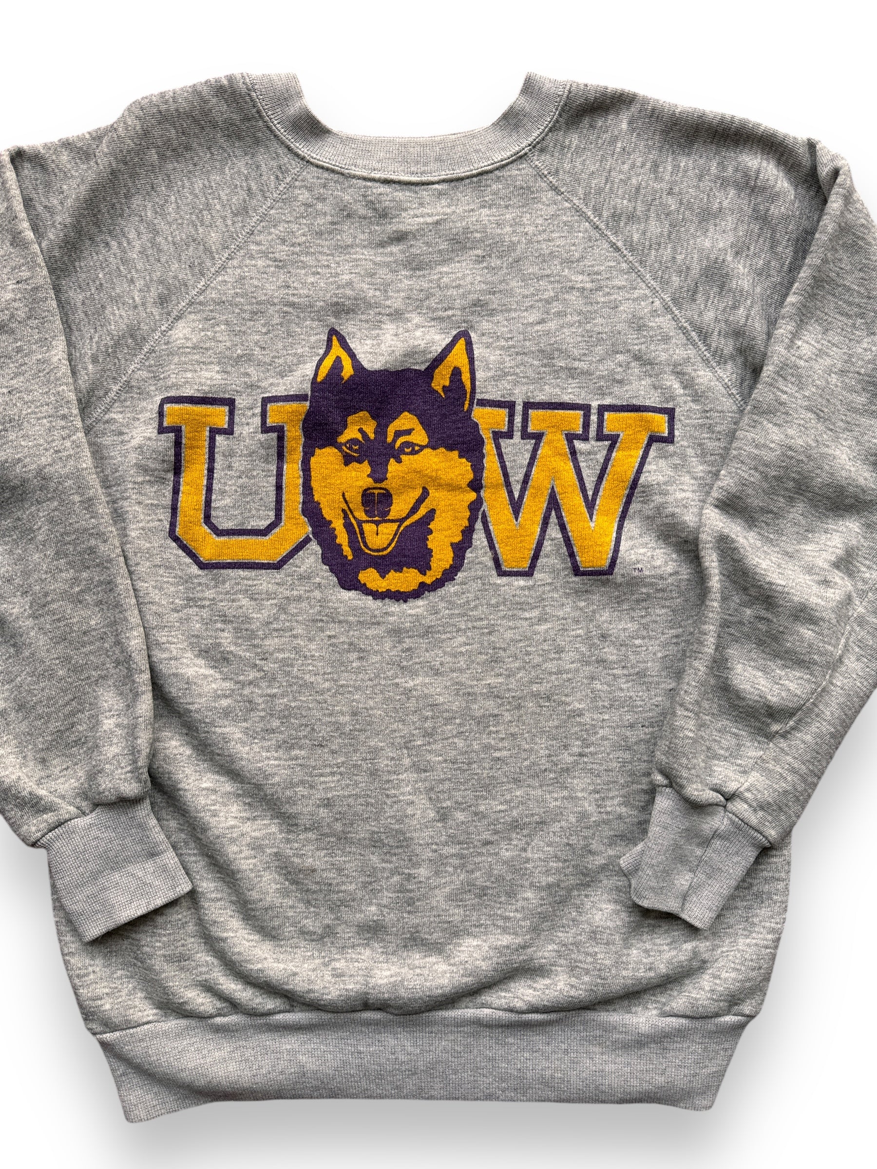 front close up of Vintage University of Washington Husky Crewneck SZ S