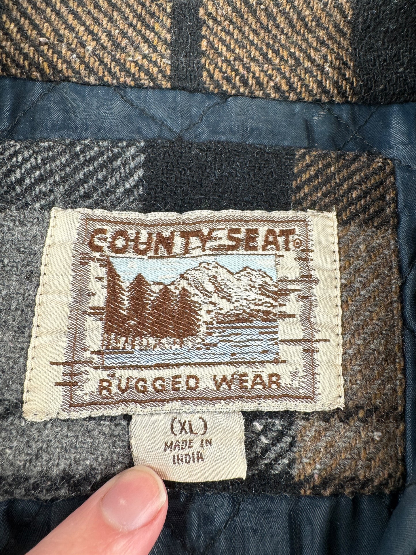 Label on Vintage Country Seat Zip Up Flannel SZ XL