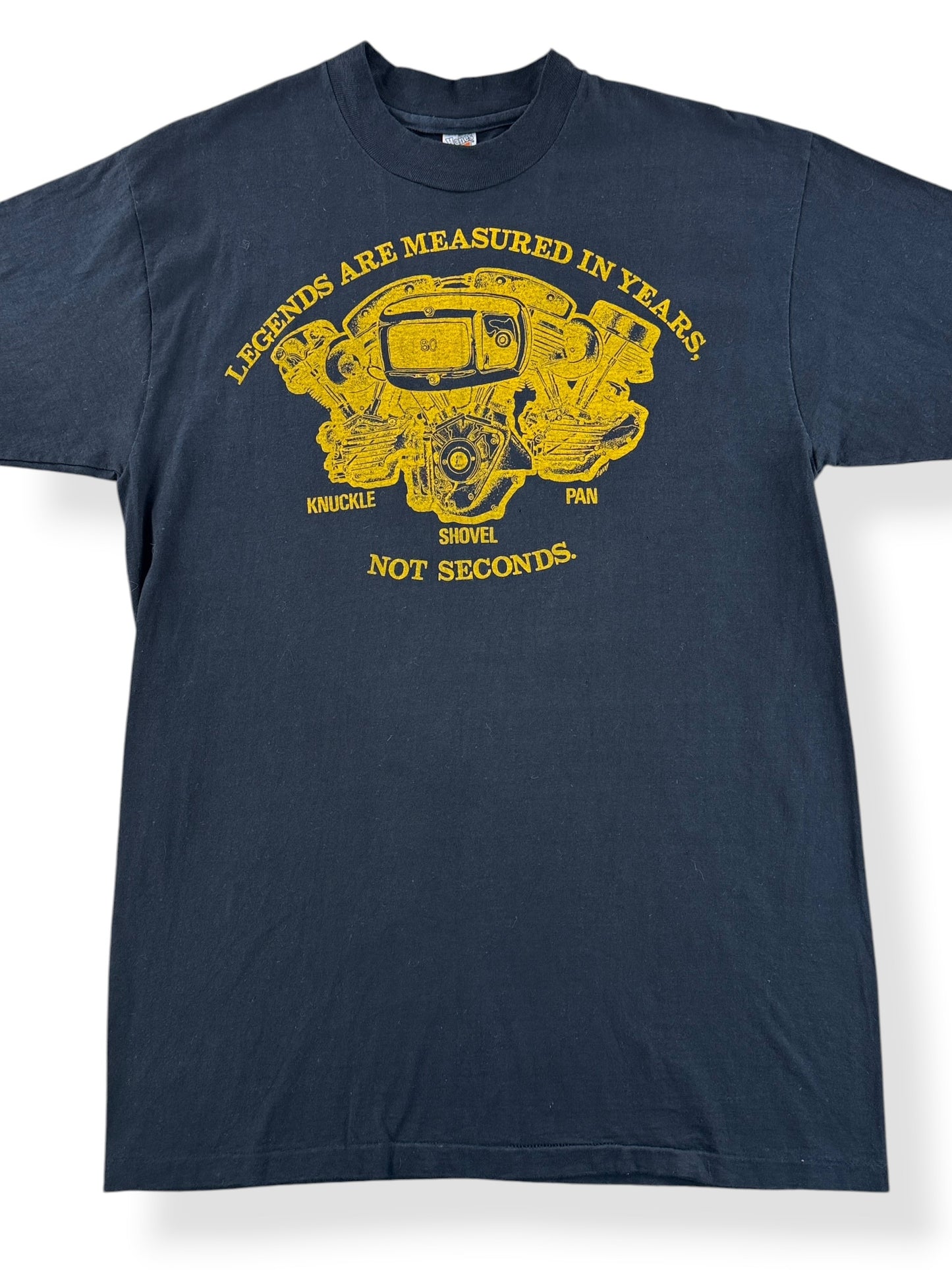 Front Close Up of Vintage Harley Davidson Legends Tee Yellow SZ XL (Fits L)
