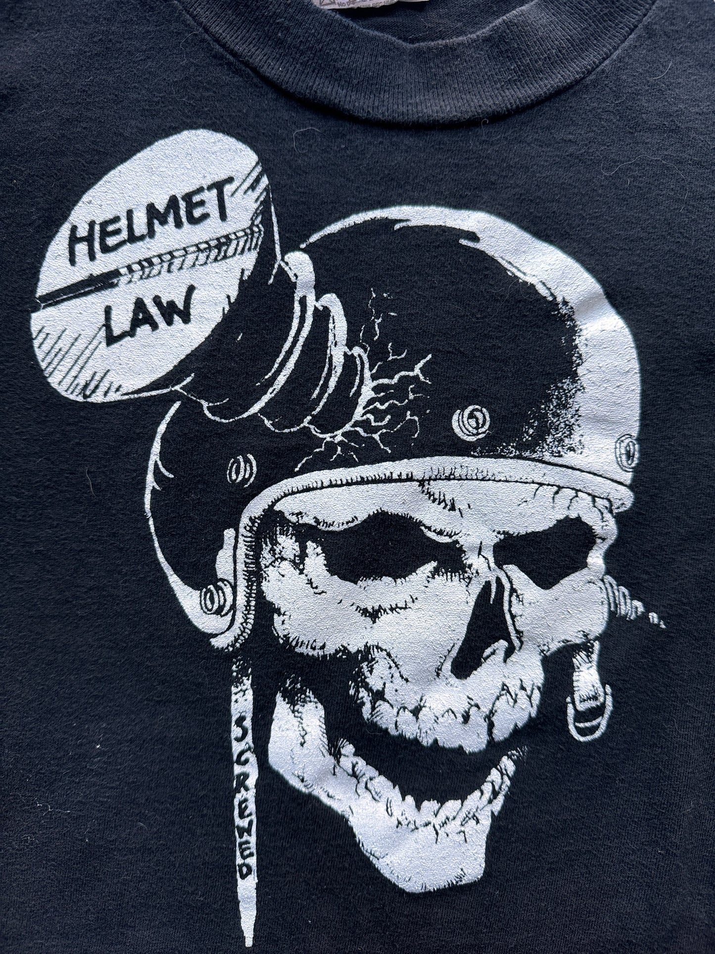 Front Graphic of Vintage Helmet Laws Tee SZ M