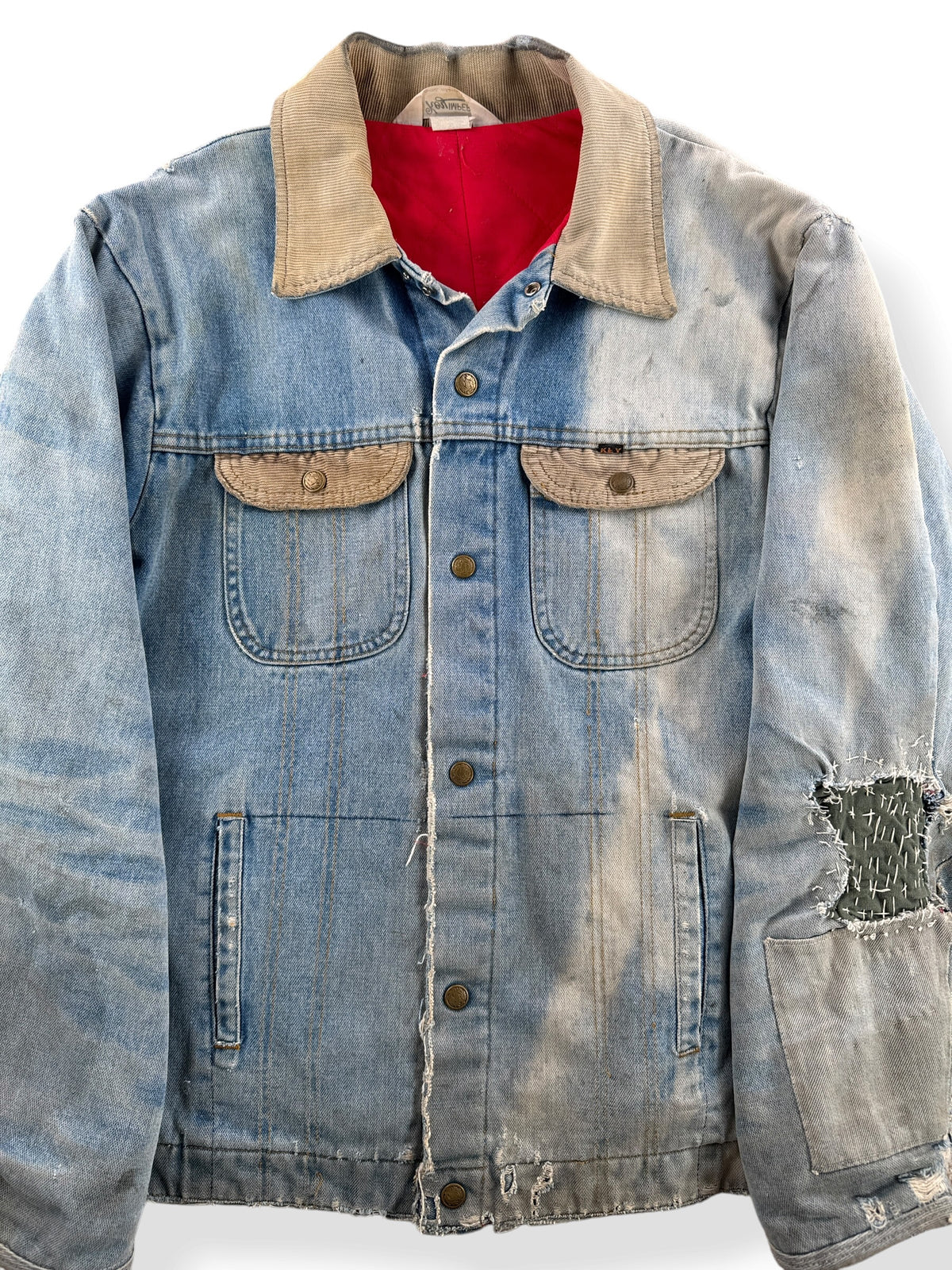 Close-up of Vintage 70s Faded Key Denim Jacket SZ L