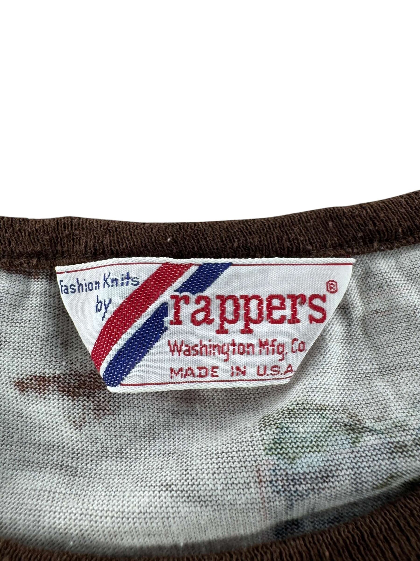 Label on Vintage Coastal AOP Polyester Tee SZ M