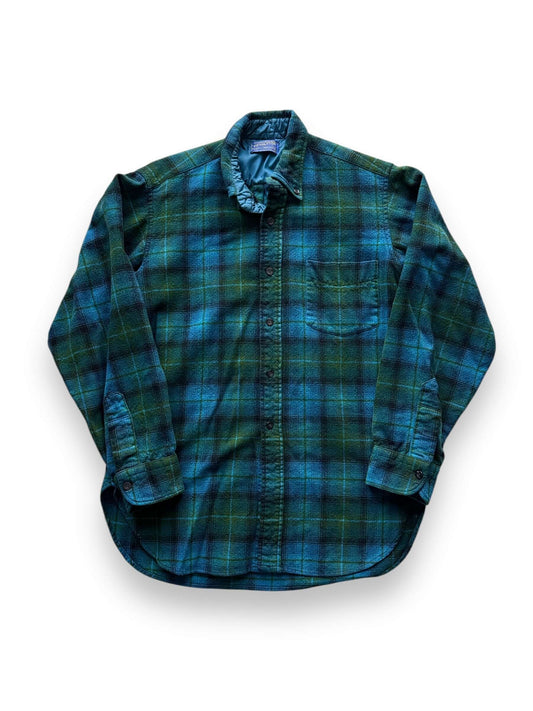 front of Vintage Pendleton Blue/Green Flannel SZ M