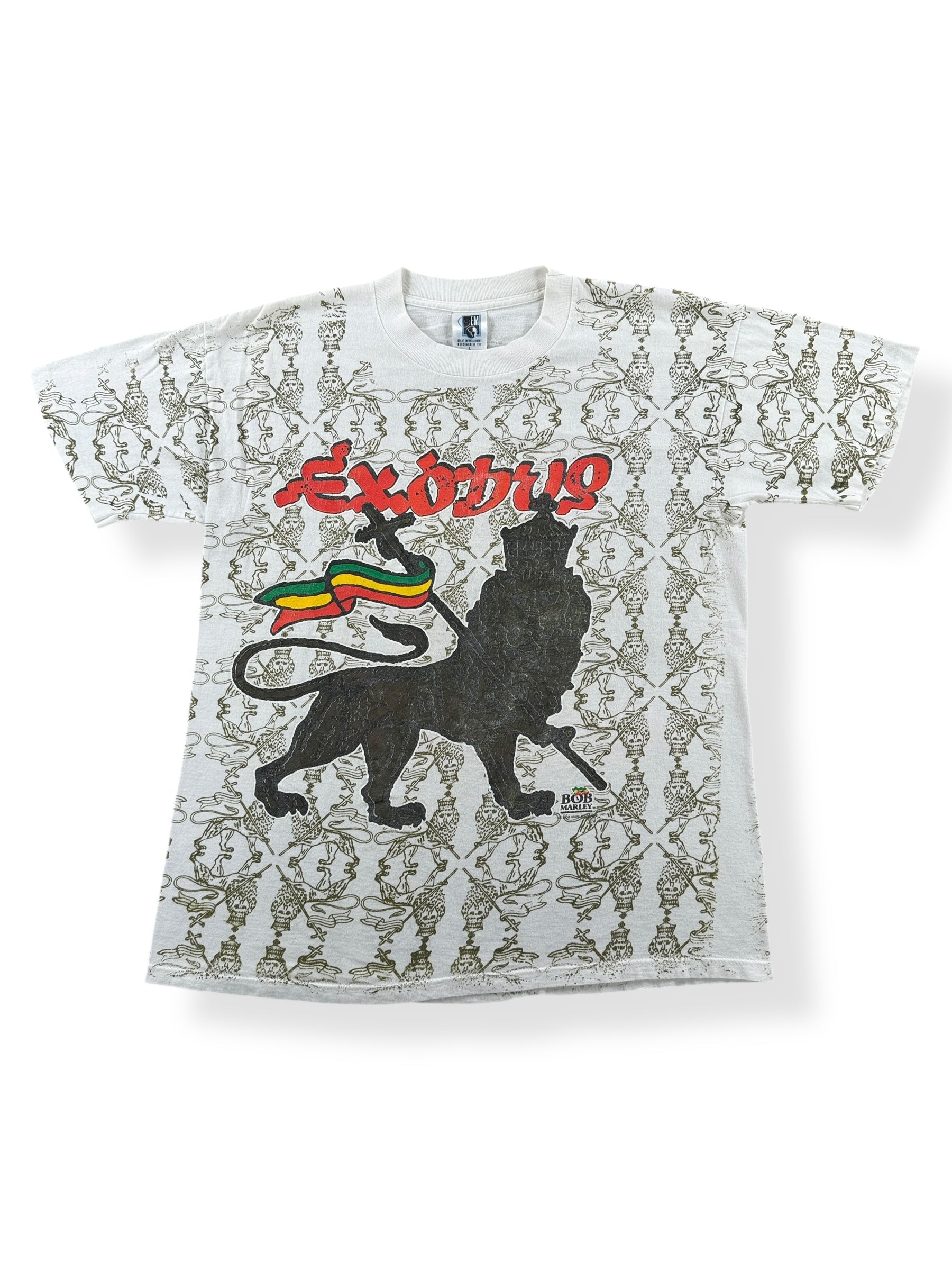 Front of Vintage Bob Marley Exodus AOP Tee SZ M