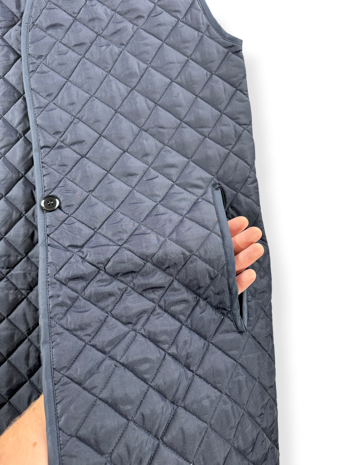Pocket hole on Vintage Grantham Long Quilted Vest SZ S