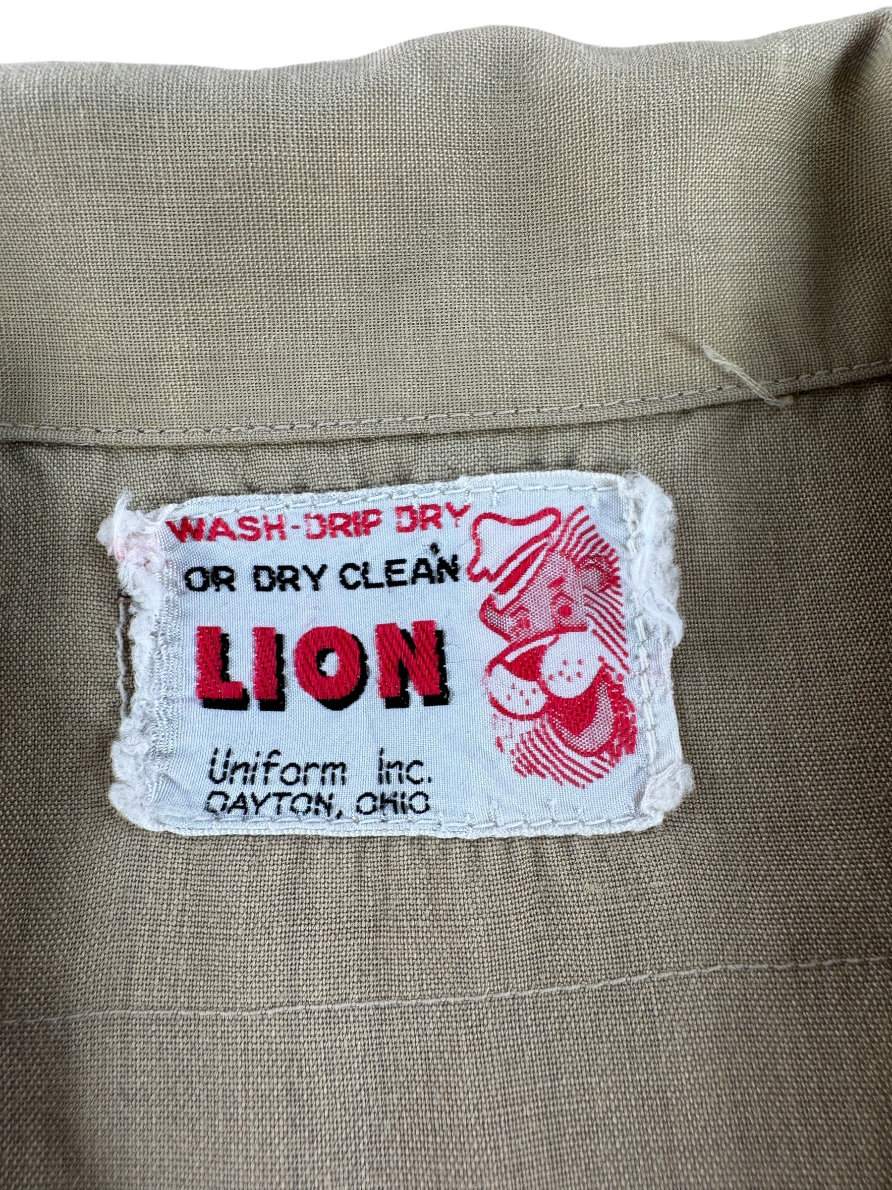 Tag on Vintage Lion Signal Service Shirt SZ XL