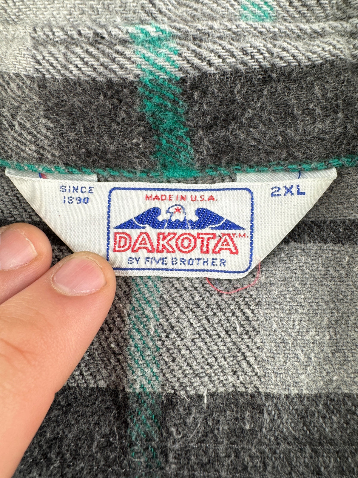 Tag on Vintage Gray Dakota Cotton Flannel SZ 2XL