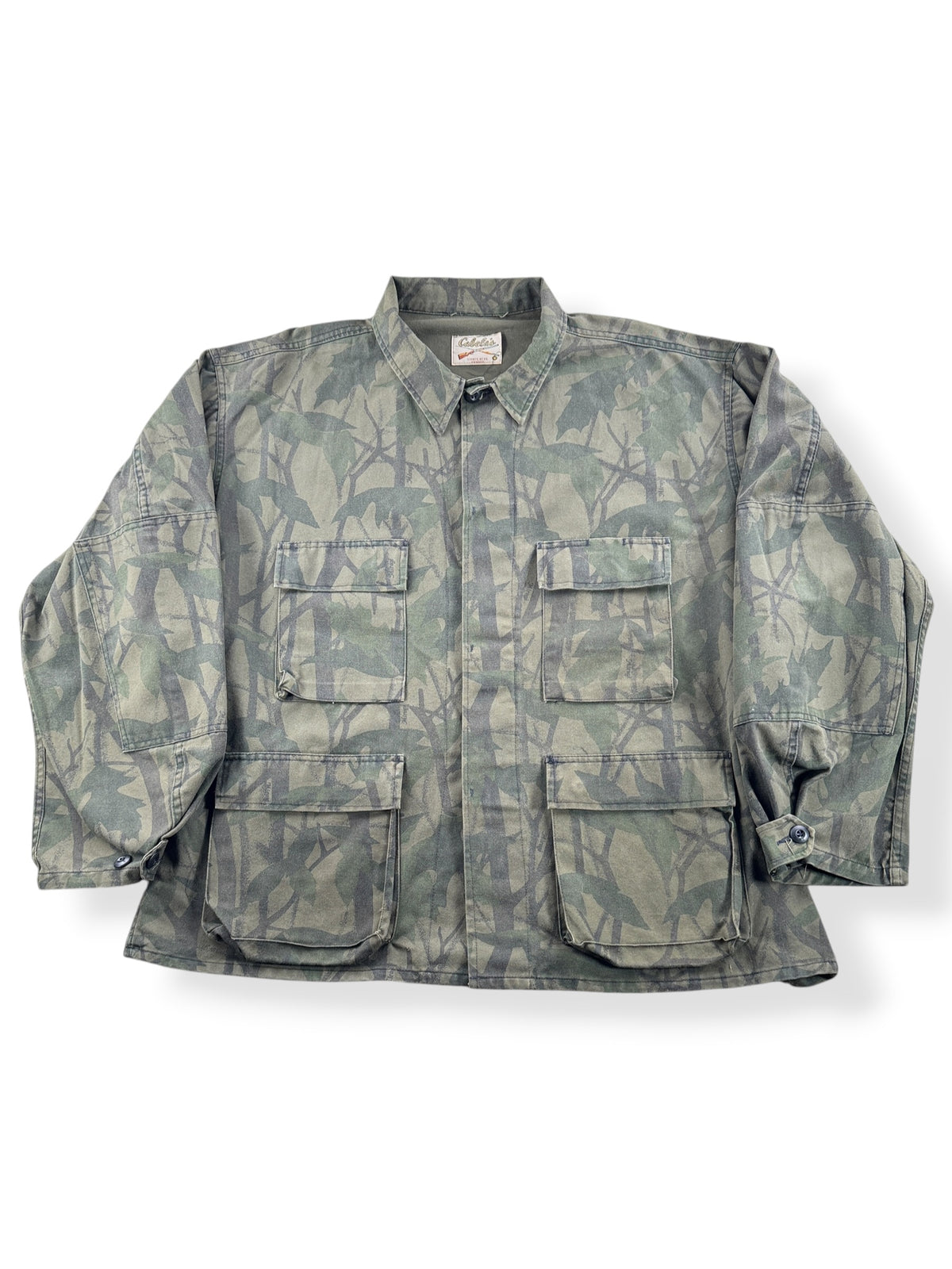 Front of Vintage Cabella's Camo Chore Coat SZ XXL