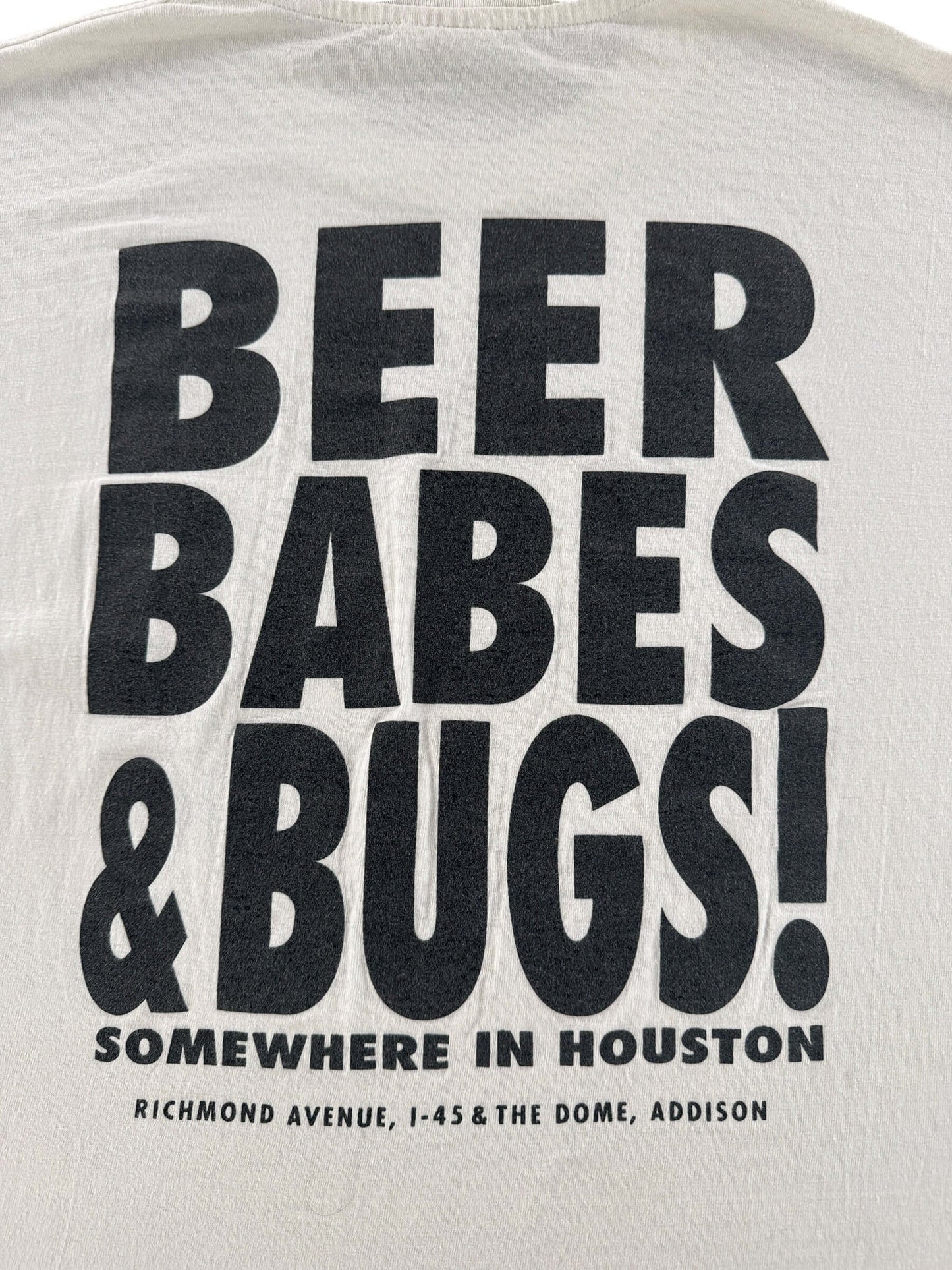 Back Graphic of Vintage Joe's Crab Shack Beer Babes and Bugs Tee SZ XL (Fits M/L)