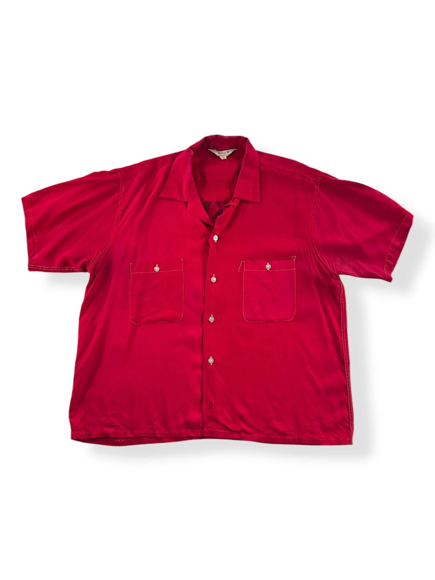 Front of Vintage 50s Crown Colony Mike's Stella Tavern Bowling Shirt SZ L