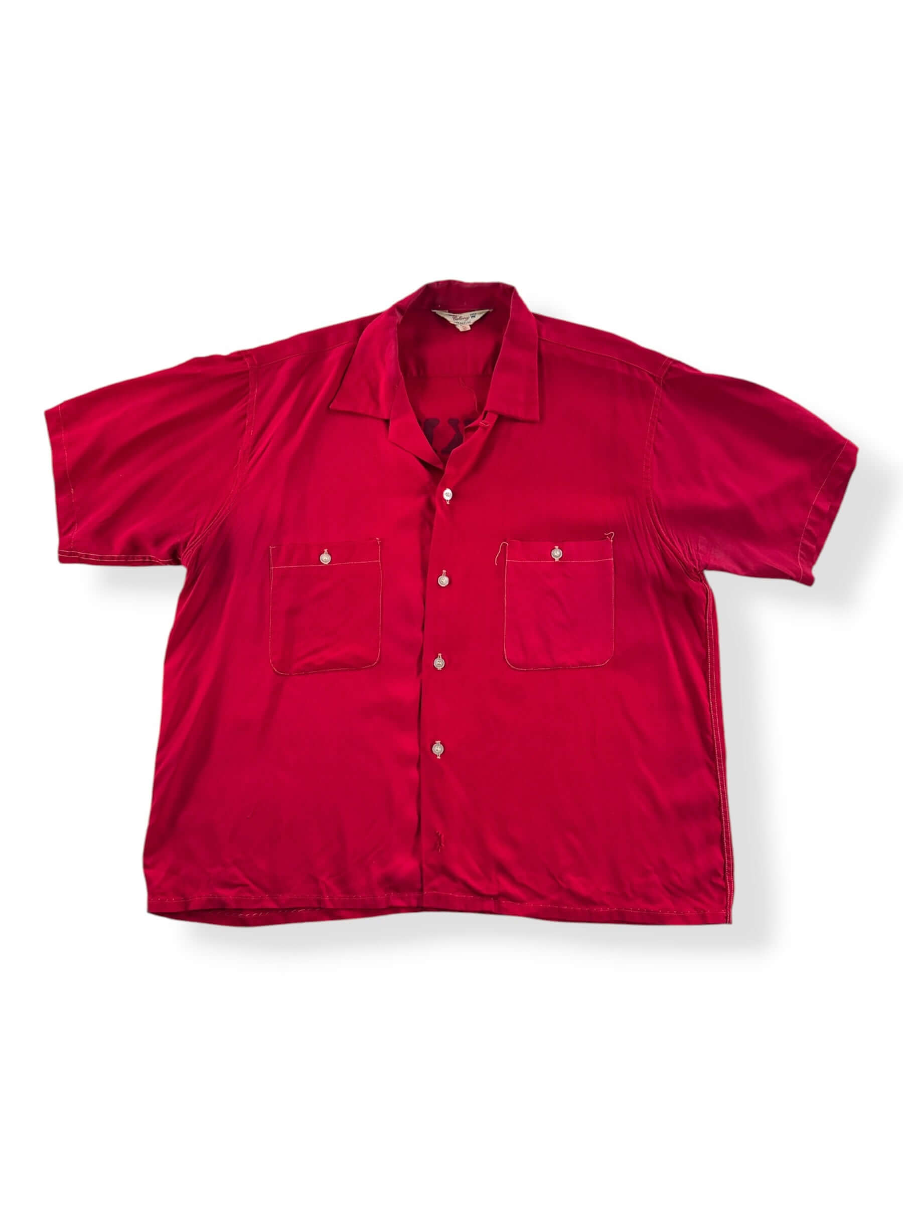 Front of Vintage 50s Crown Colony Mike's Stella Tavern Bowling Shirt SZ L