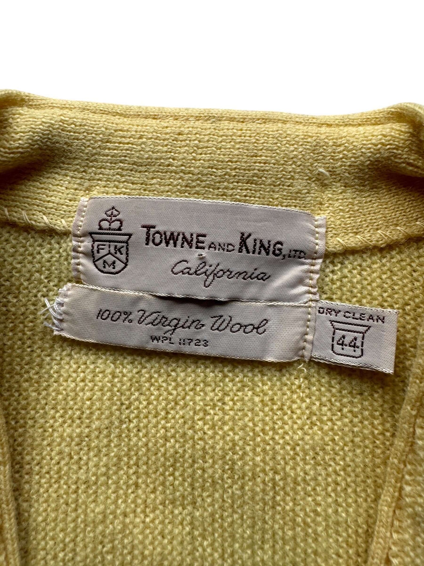 tag on Vintage Towne and King Cardigan Sweater SZ 44