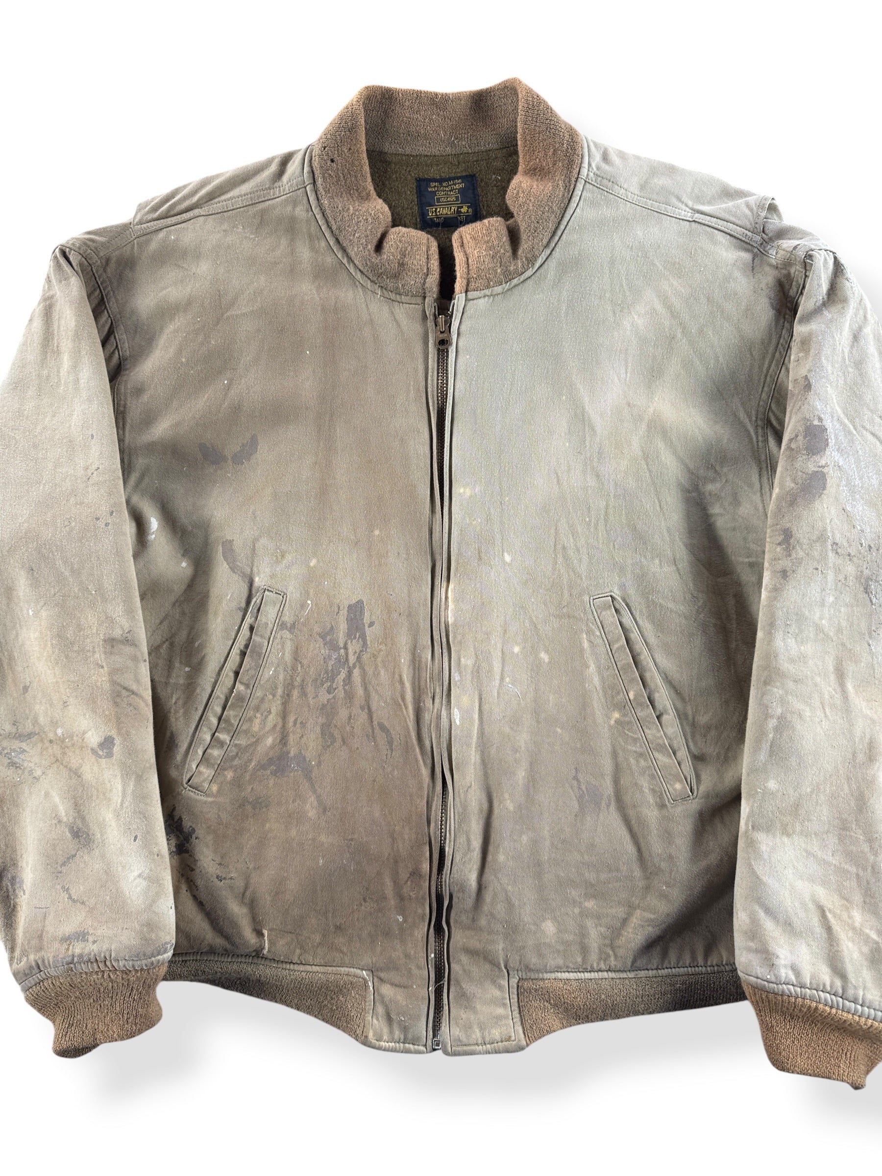 Front Close Up of Vintage Repro Tanker Jacket SZ 44