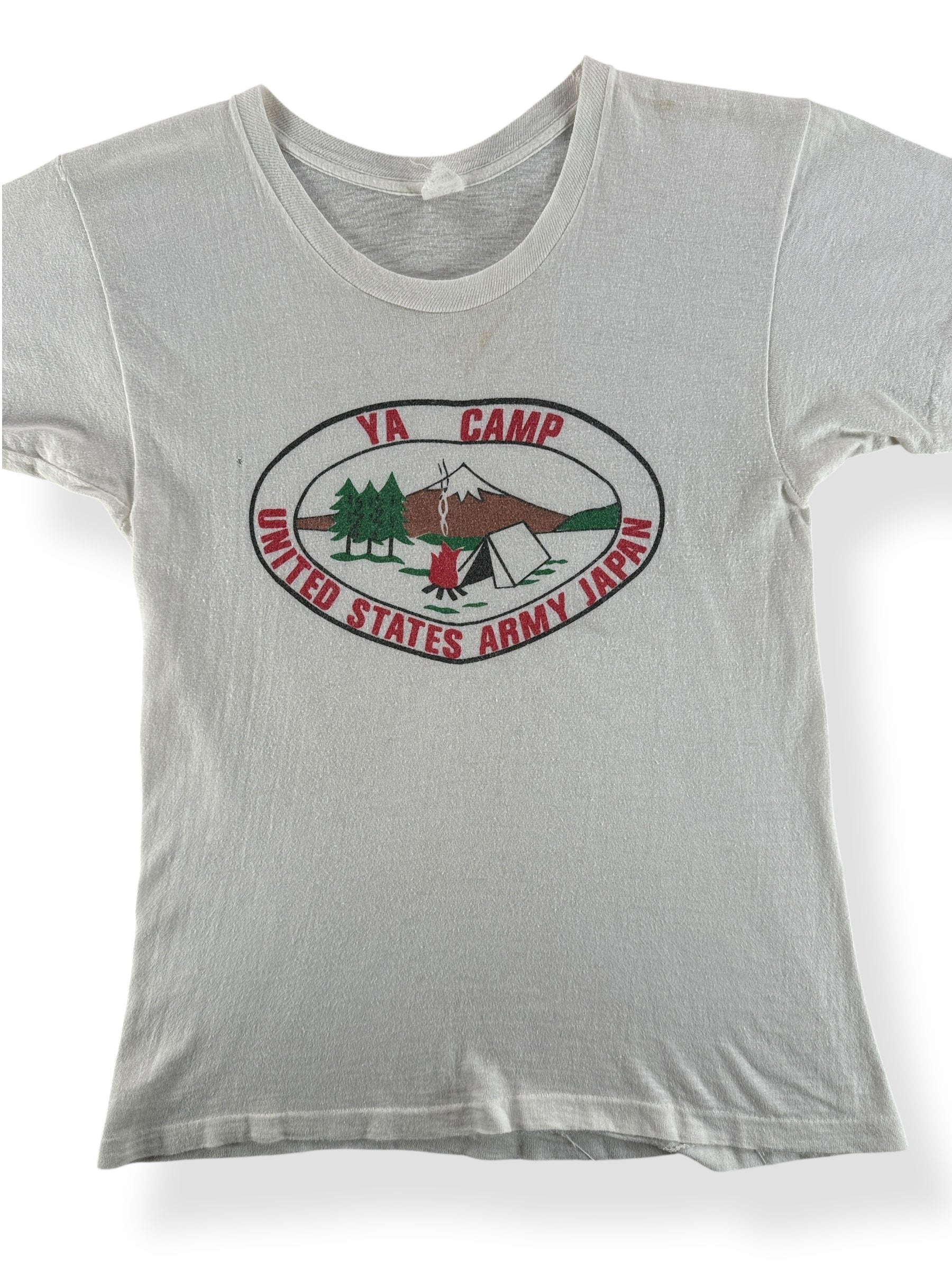 Front Close Up of Vintage Army Japan Camp Tee SZ XXS