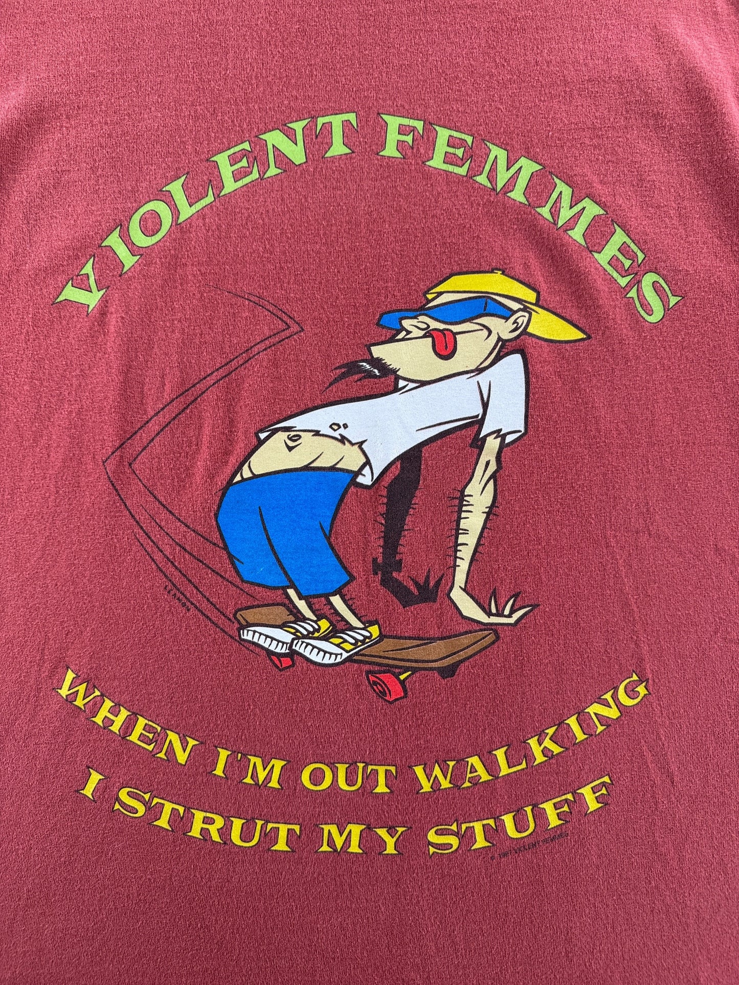 Front Graphic on Vintage 1997 Violent Femmes Sk8 Tee SZ L