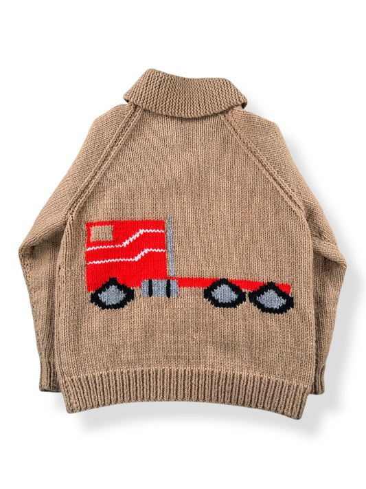 Back of Vintage 18 Wheeler Cowichan Style Sweater SZ L