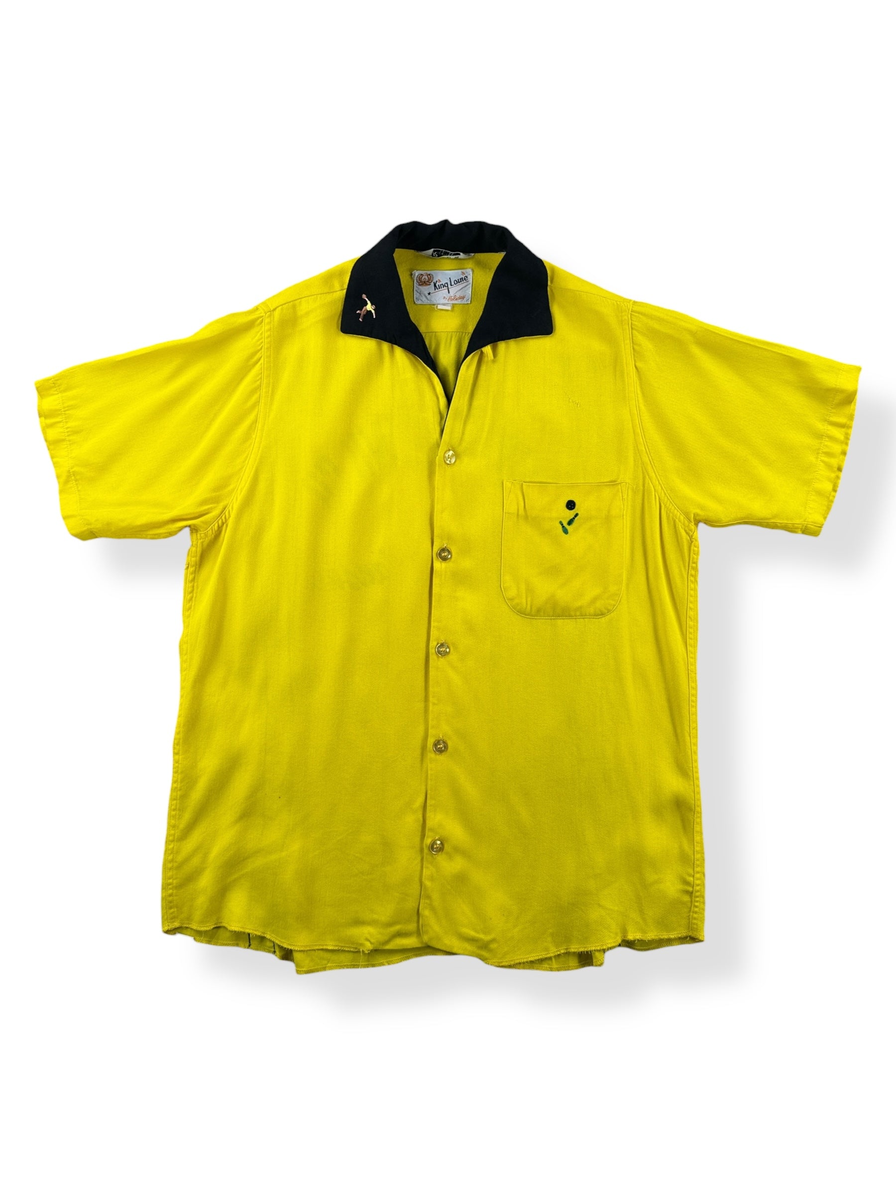 Front of Vintage Sauder Tank Yellow Bowling Shirt SZ S