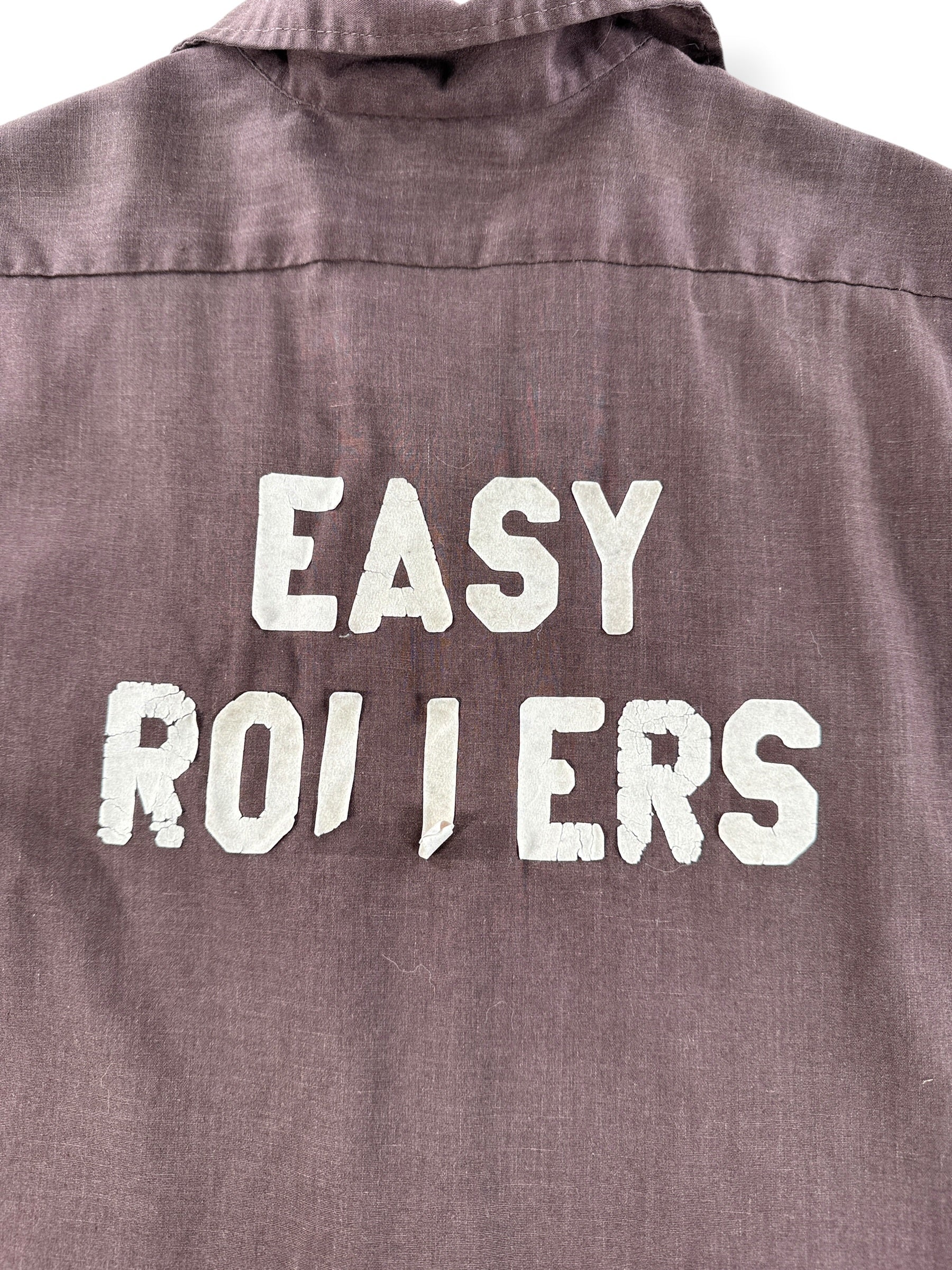 Back Graphic of Vintage Easy Rollers Hilton Bowling Shirt SZ 34