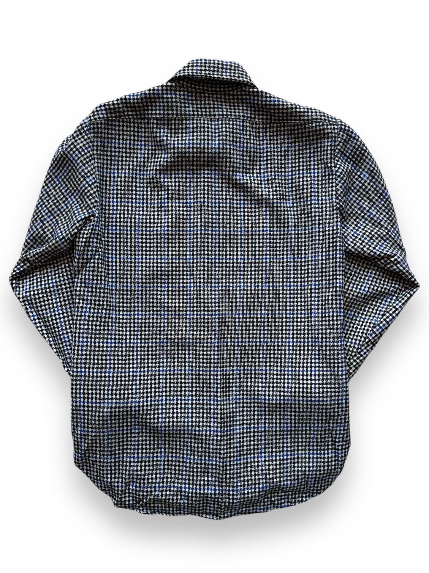 back of Vintage Pendleton Blue and Black Houndstooth Flannel SZ M