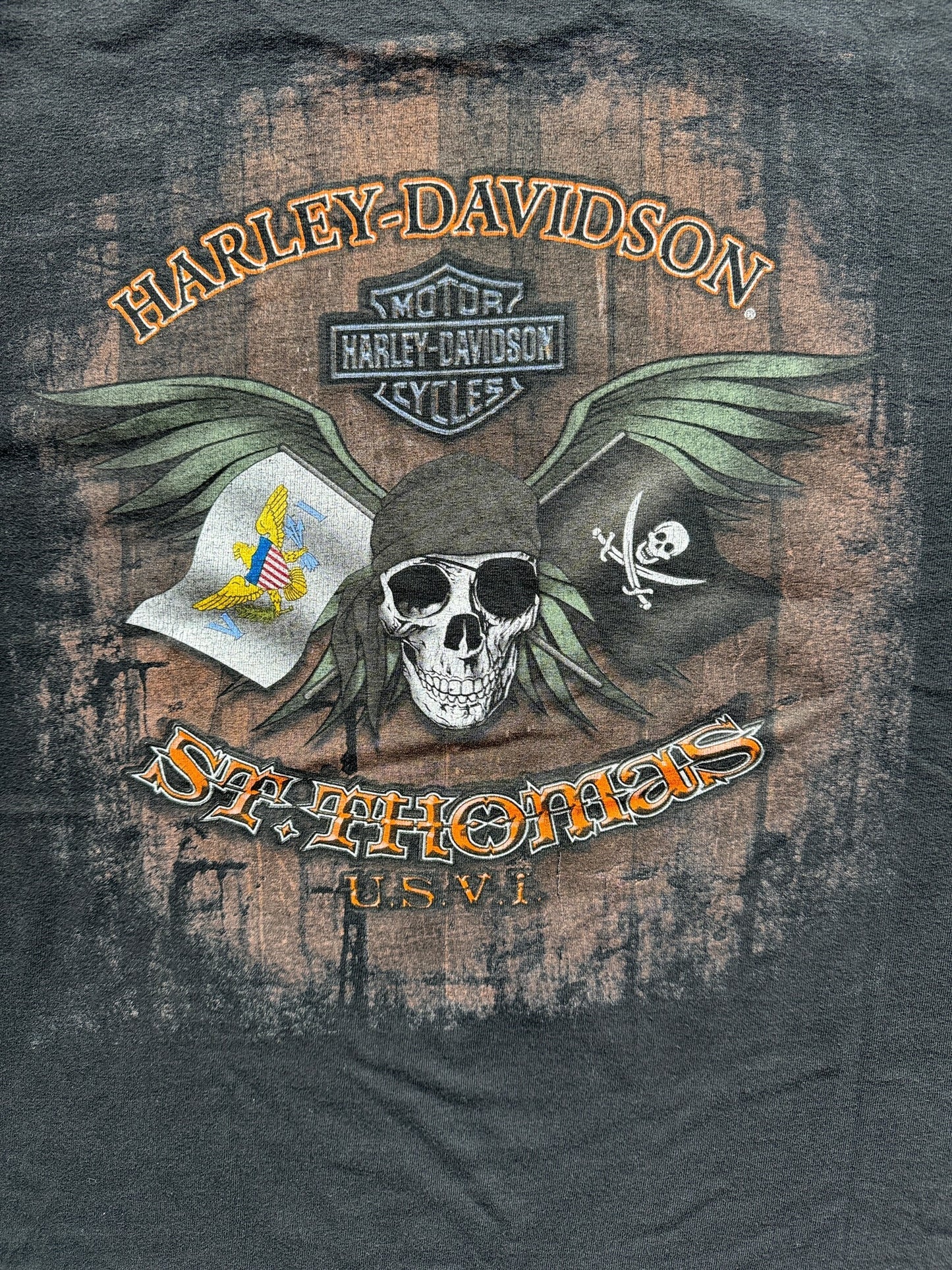 Back Graphic of St. Thomas Harley Davidson Tee SZ L