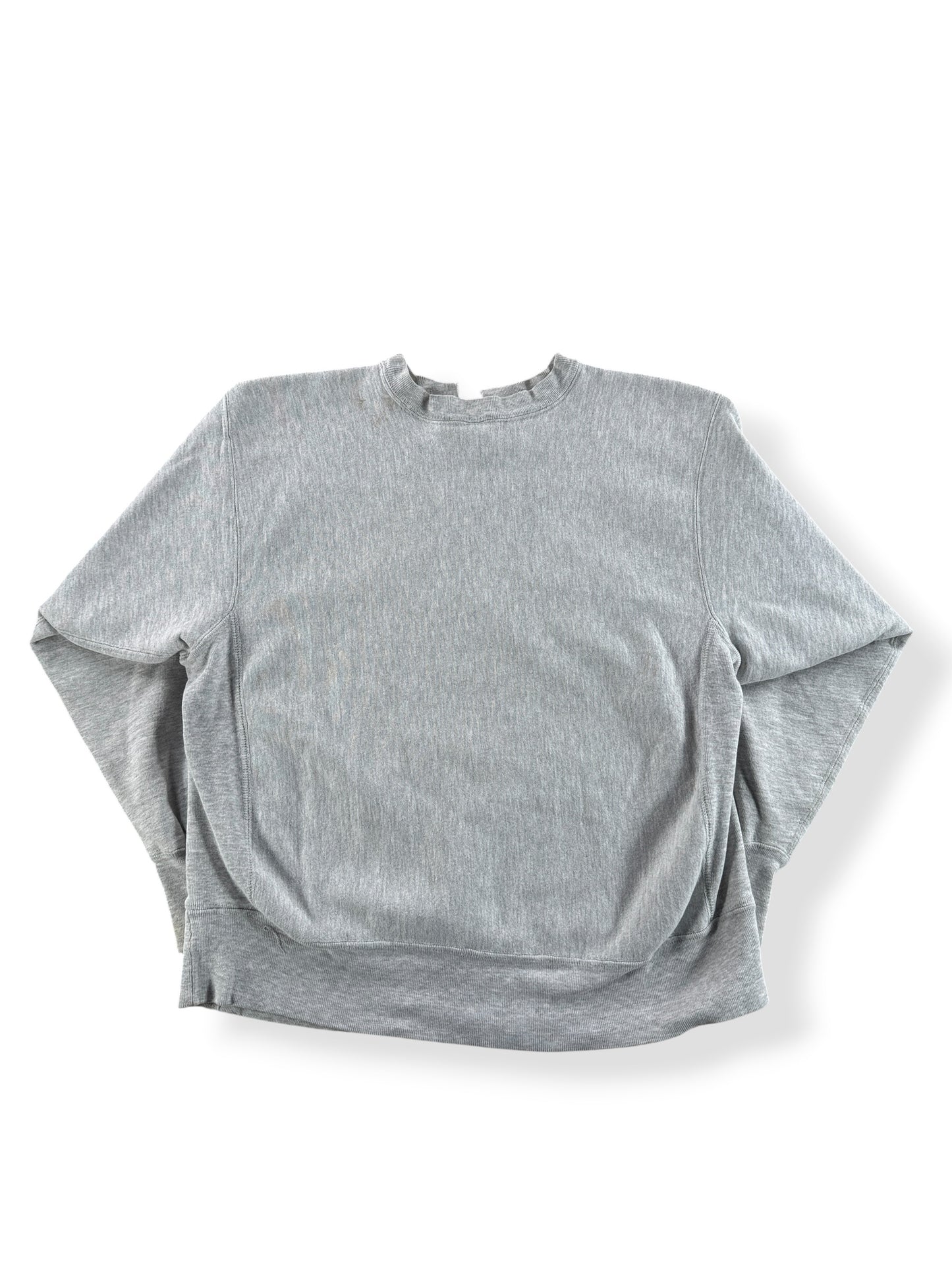 Back of Vintage 80s Thrashed Frat Champion Reverse Weave Crewneck SZ L