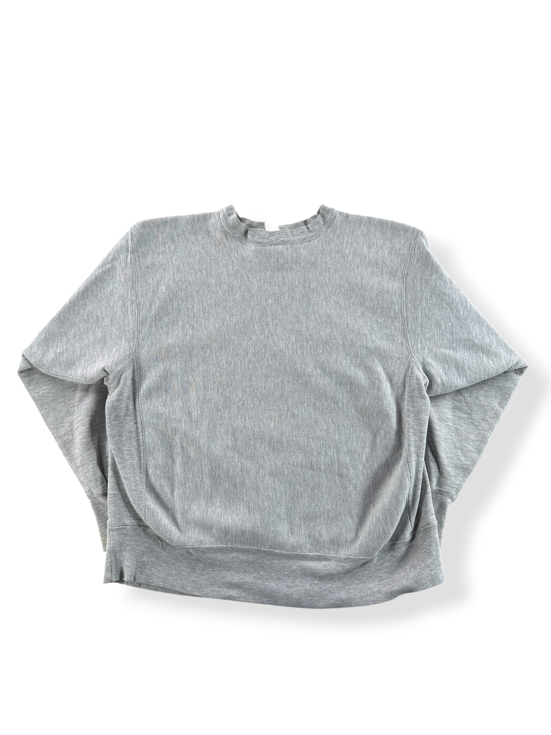 Back of Vintage 80s Thrashed Frat Champion Reverse Weave Crewneck SZ L