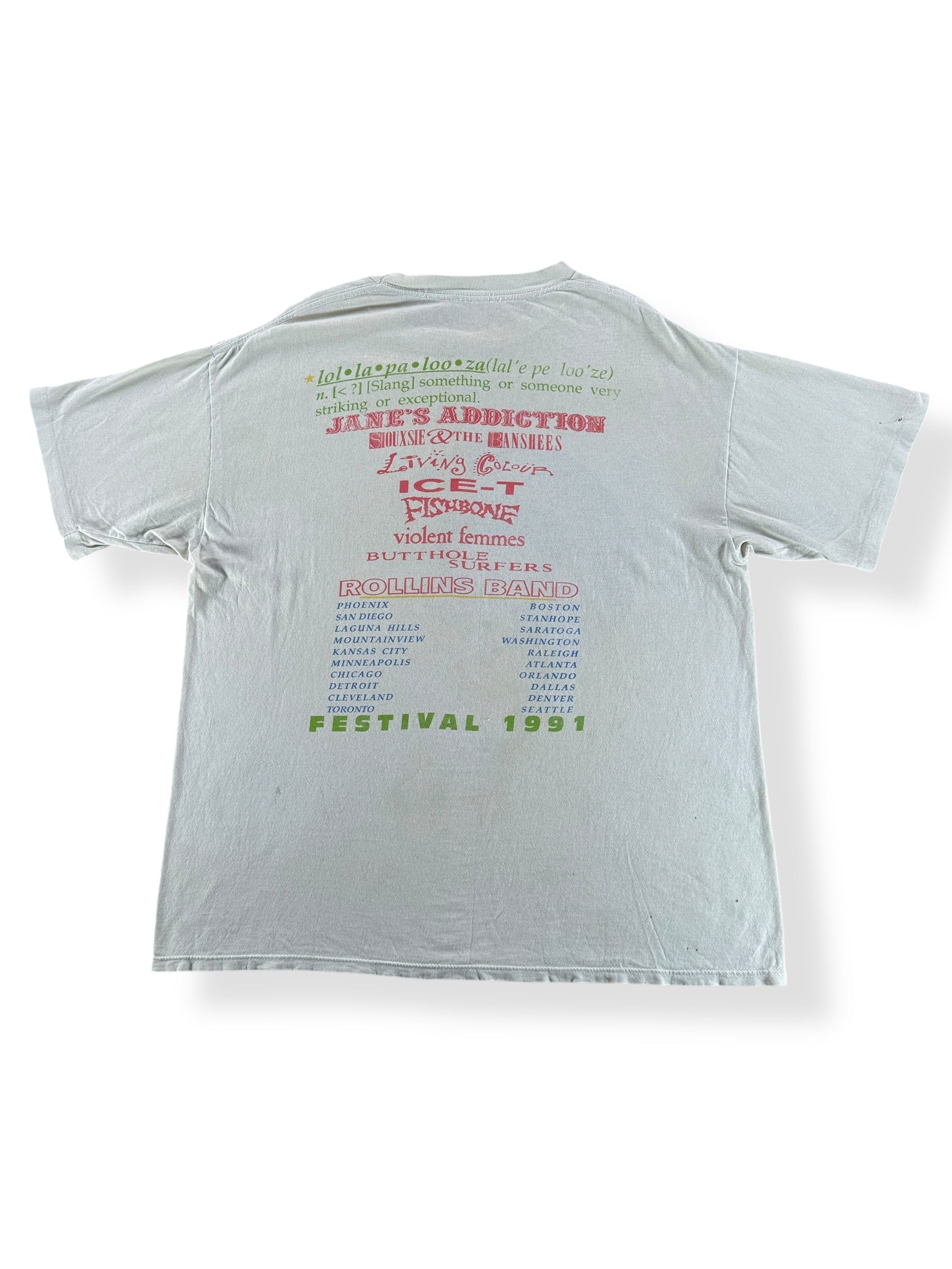 Back of Vintage 1991 Lollapalooza Tee SZ XL AS IS