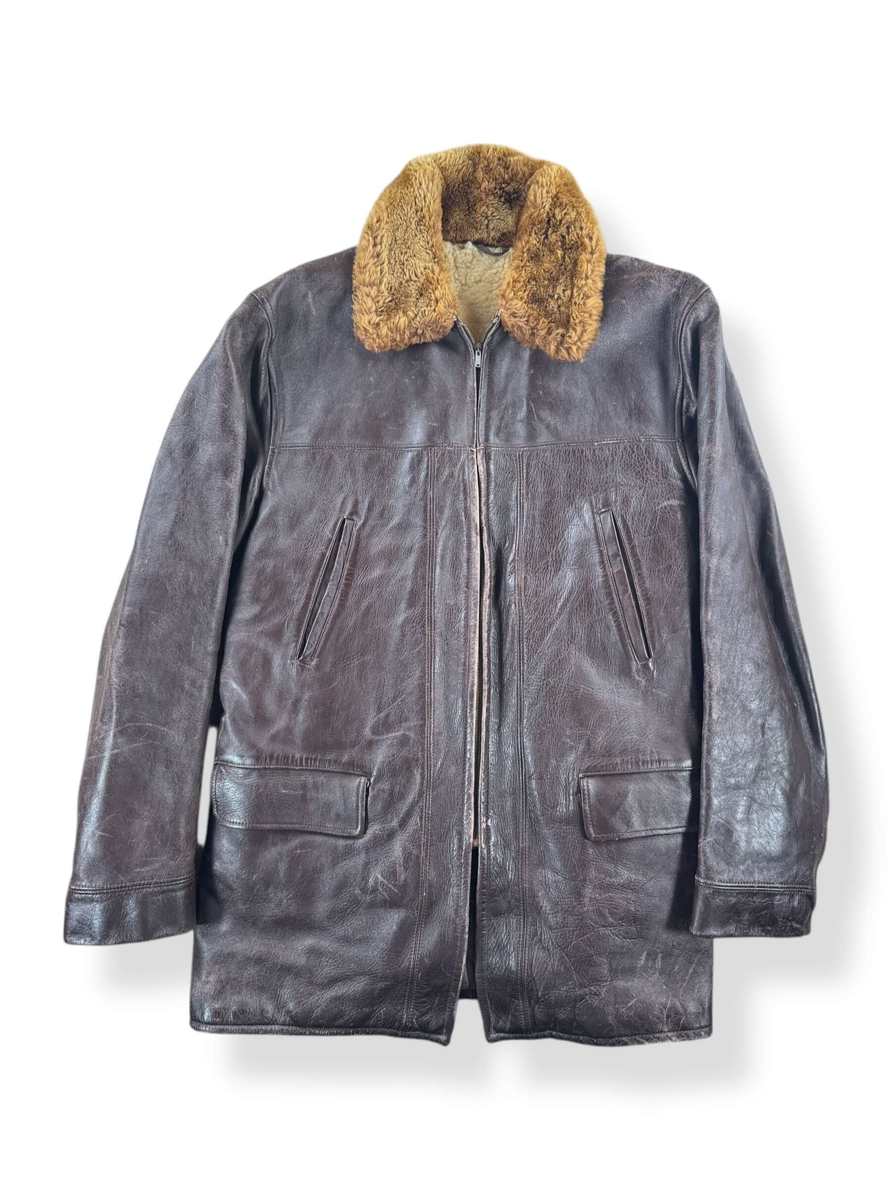 Front of Vintage Hercules Shearling Leather Jacket SZ M