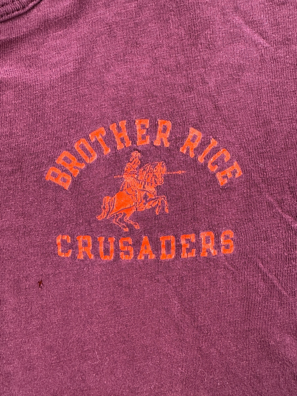 Brother Rice Crusaders Logo on Vintage Champion Blue Bar Burgundy Reversible Tee SZ M