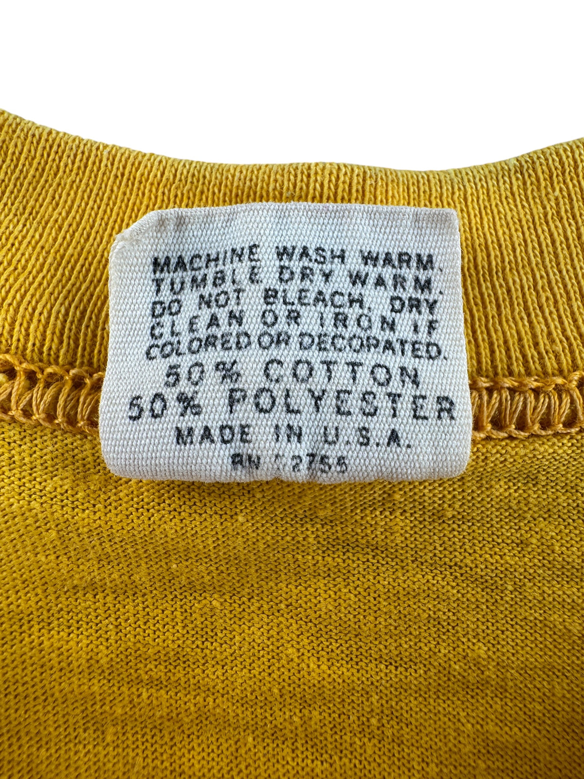 Back of tag on Vintage 1970s Simchuk Sporting Goods Tee SZ S (Fits XS)