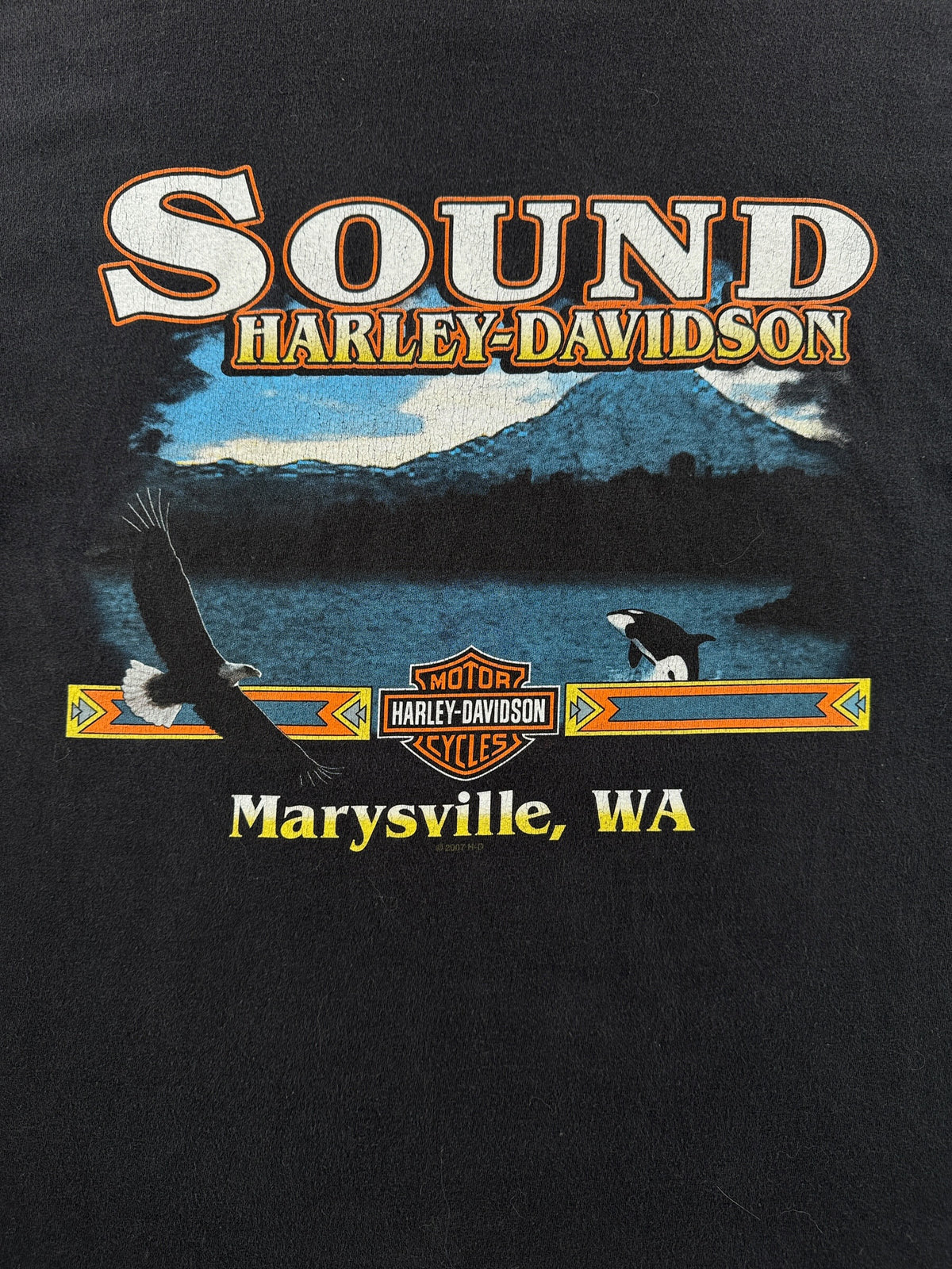 Back graphic on 2007 Harley Davidson Marysville Tee SZ XL
