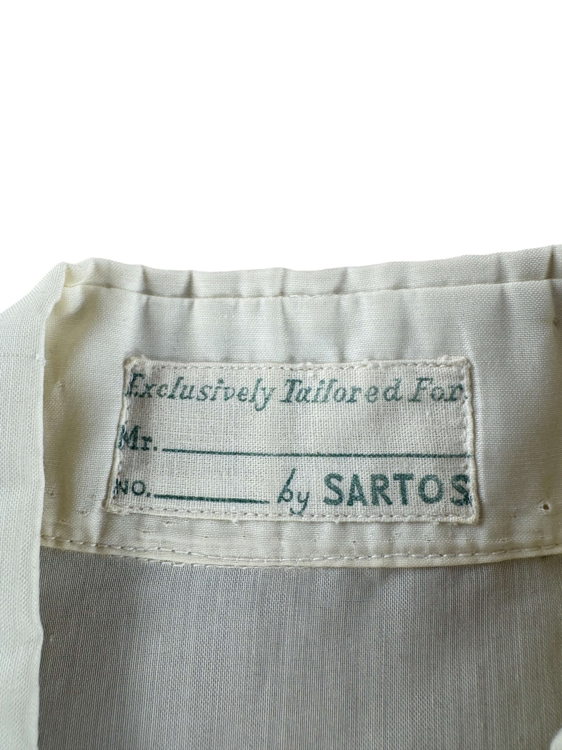 Tag on Vintage Ivory + Blue Embroidered Shirt SZ M