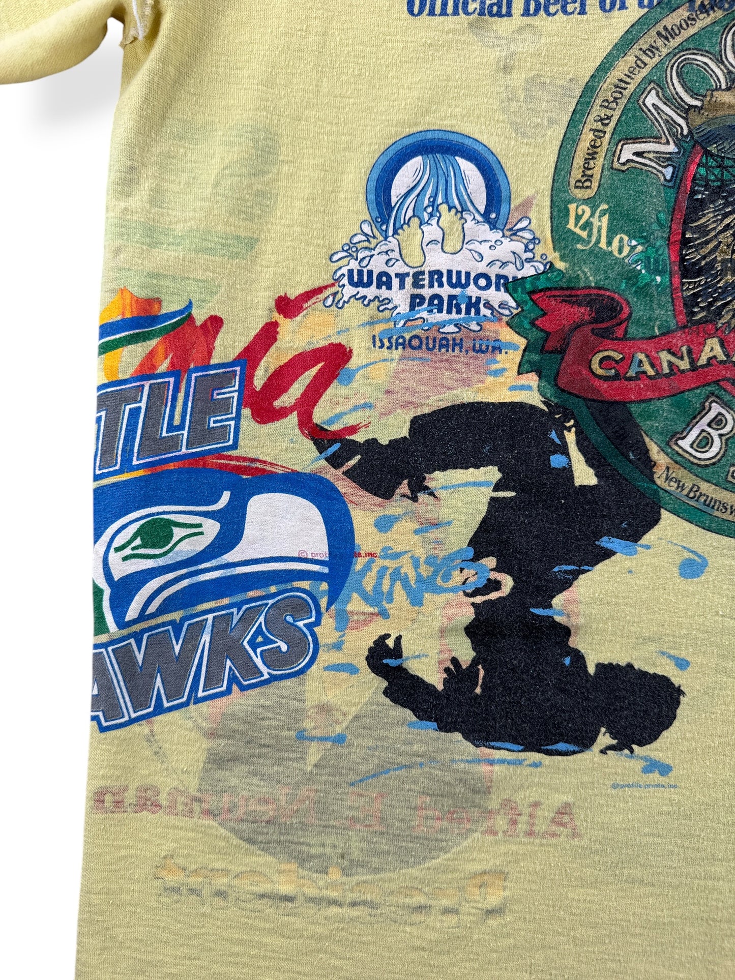 Back graphic on inside out Vintage 1990s Washington Test Print Tee SZ M