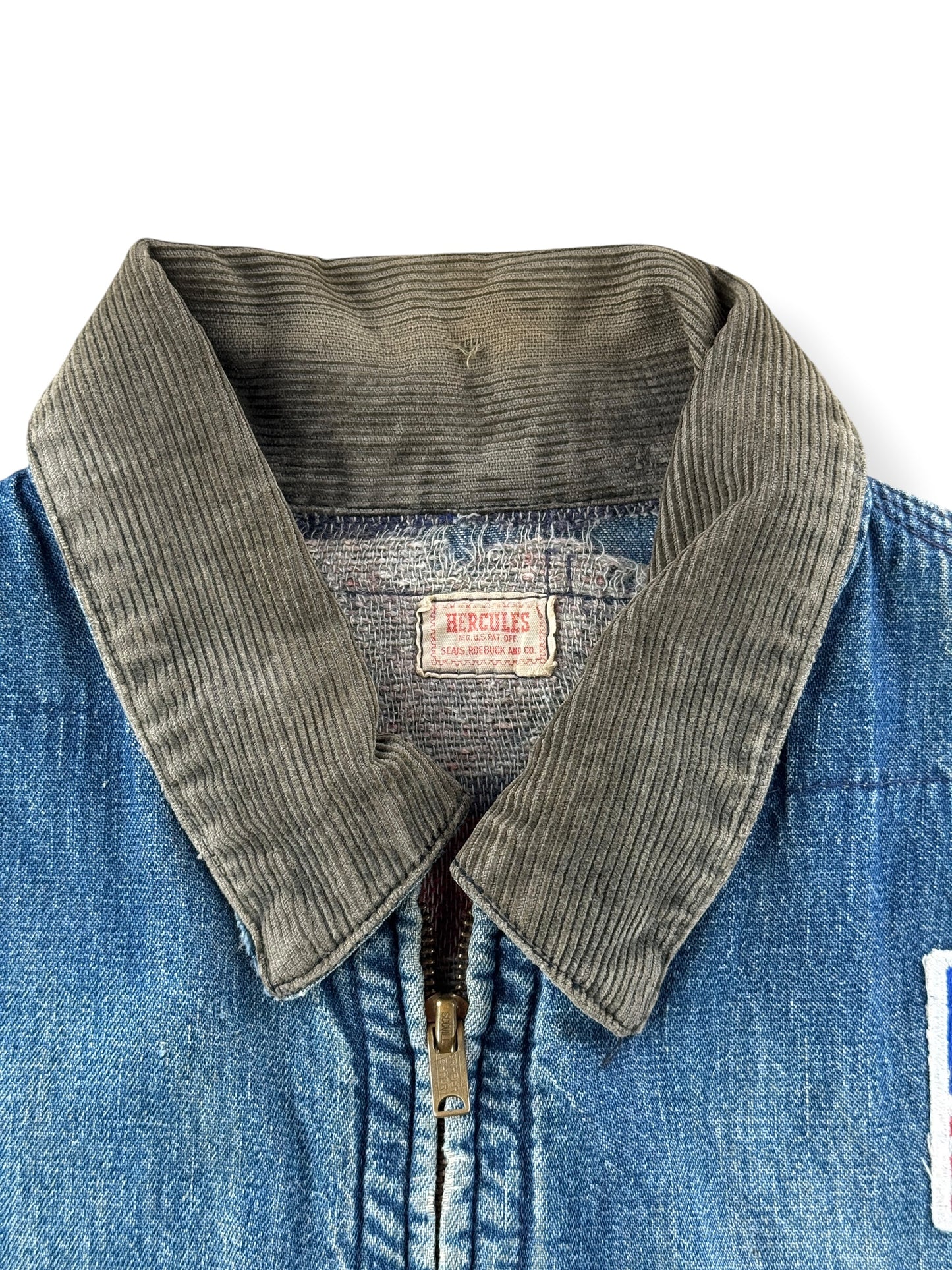 Collar on Vintage 50s Hurcules Denim Biker Vest SZ L - AS IS