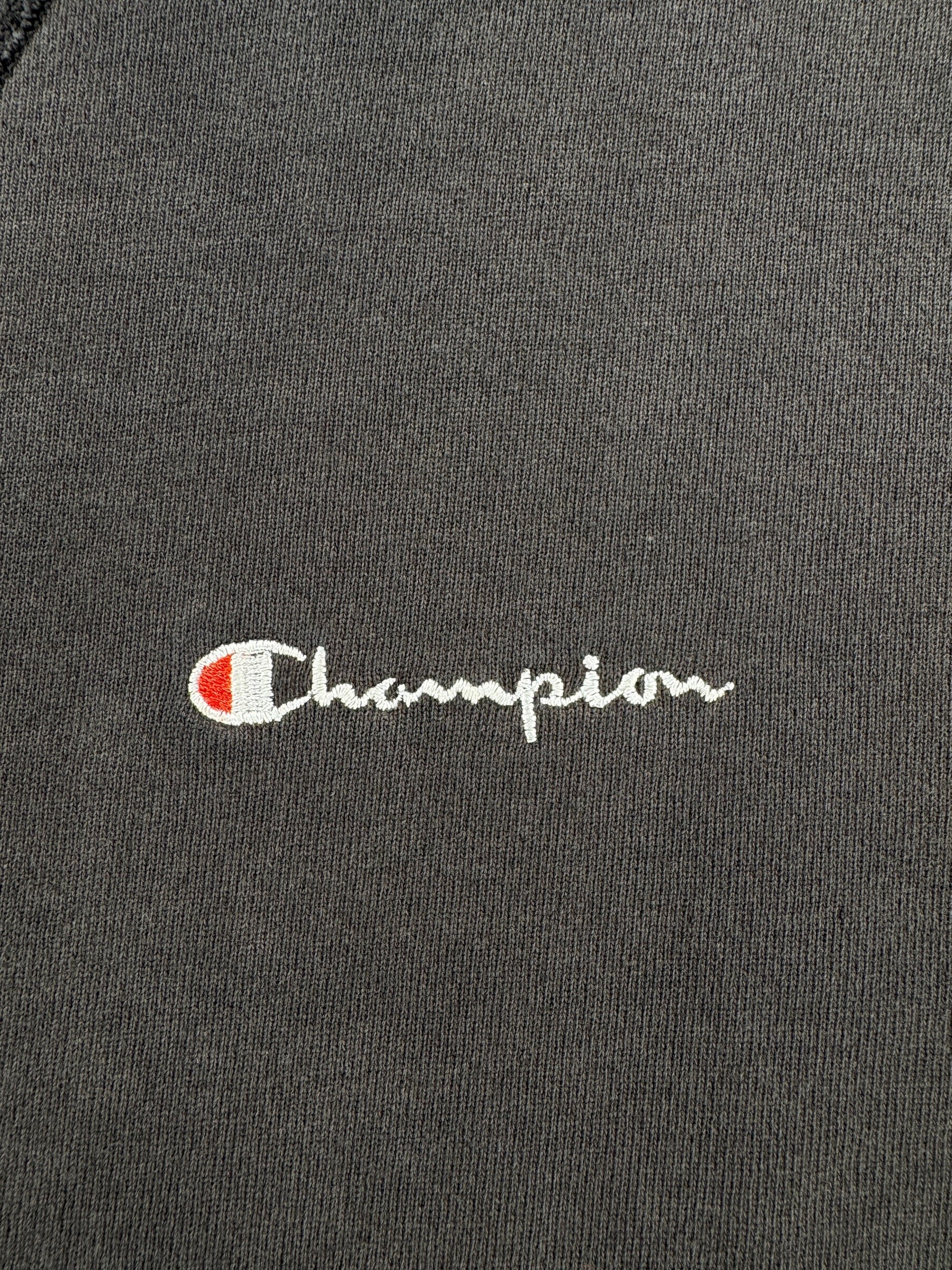 Logo on Vintage Faded Black Champion Reverse Weave Crewneck SZ XL - AS IS