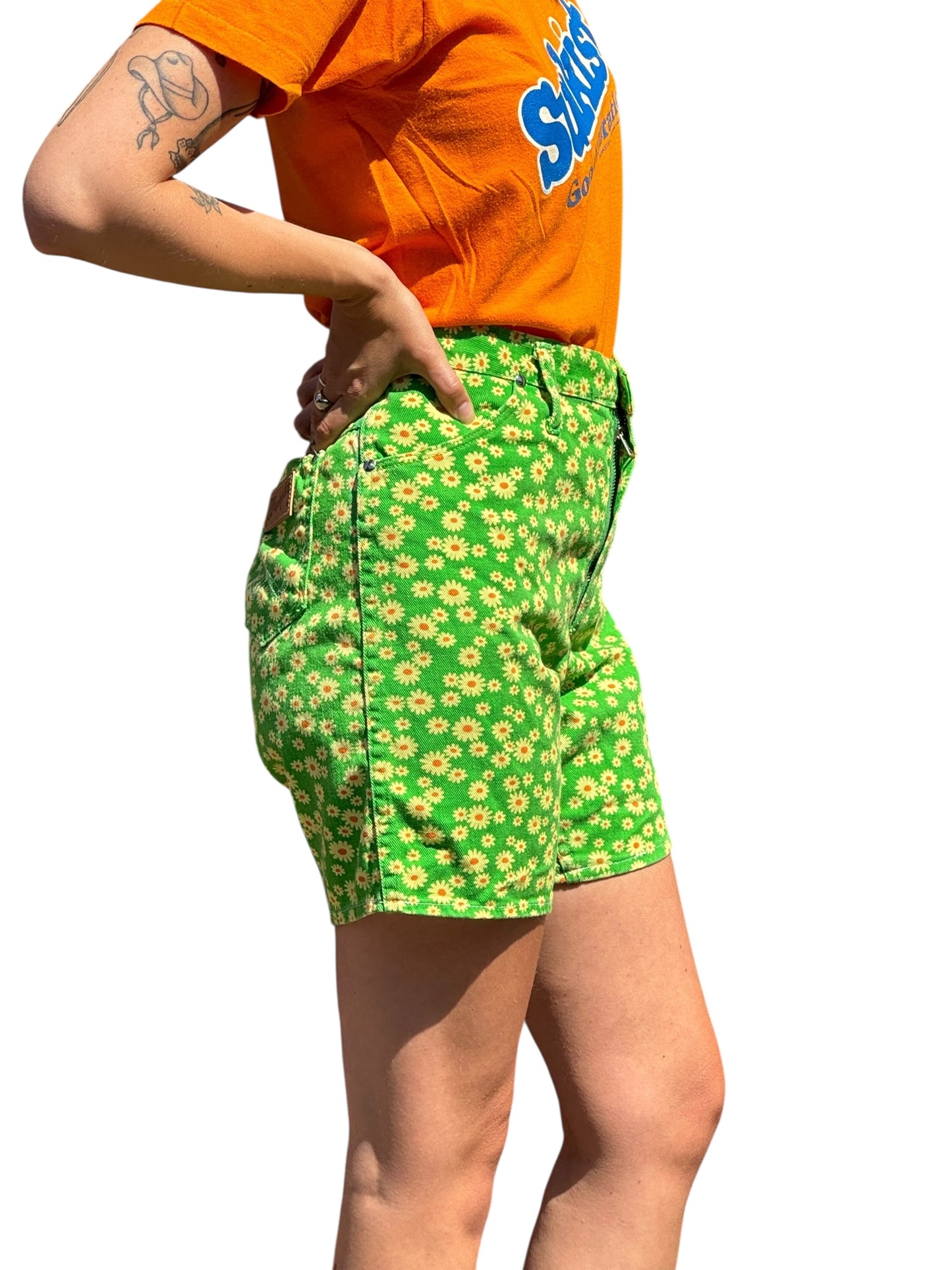 Vintage Miss Wrangler Green Floral Shorties W33