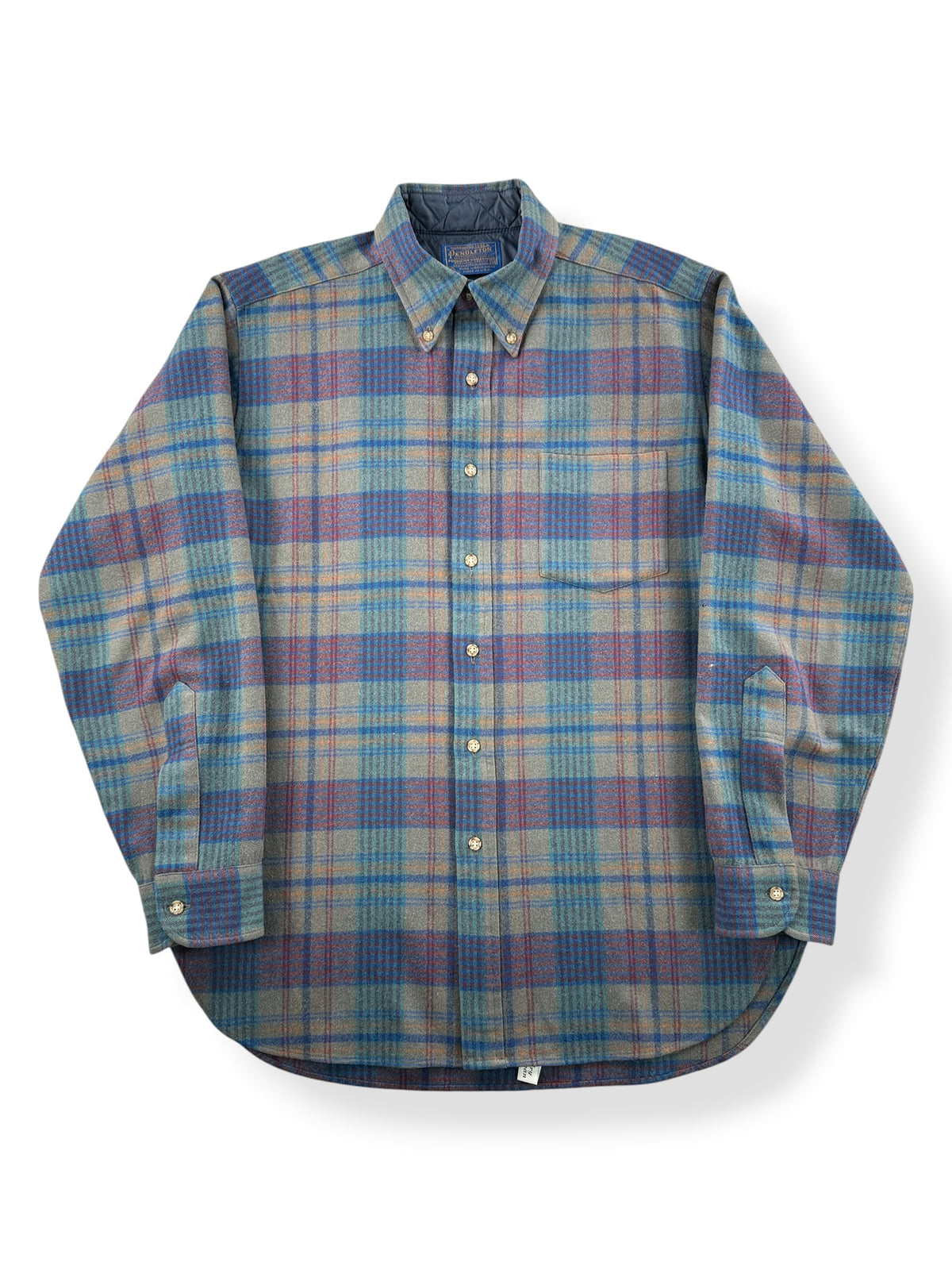 Front of Vintage Pendleton Blue Plaid Flannel SZ M