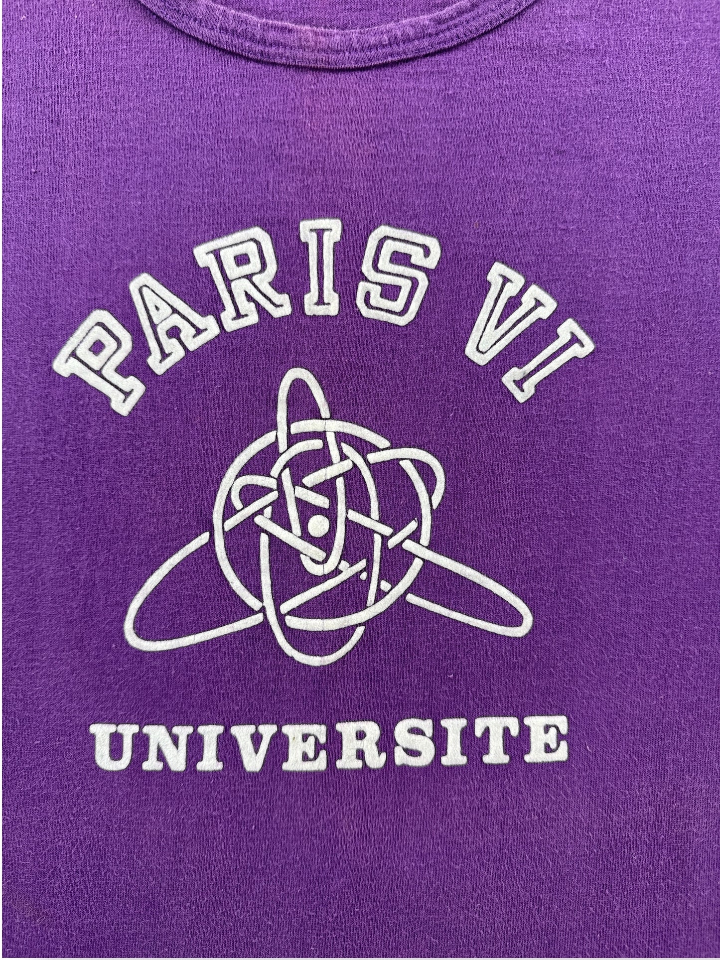 Graphic of Vintage Flocked Paris Universite Tee SZ M