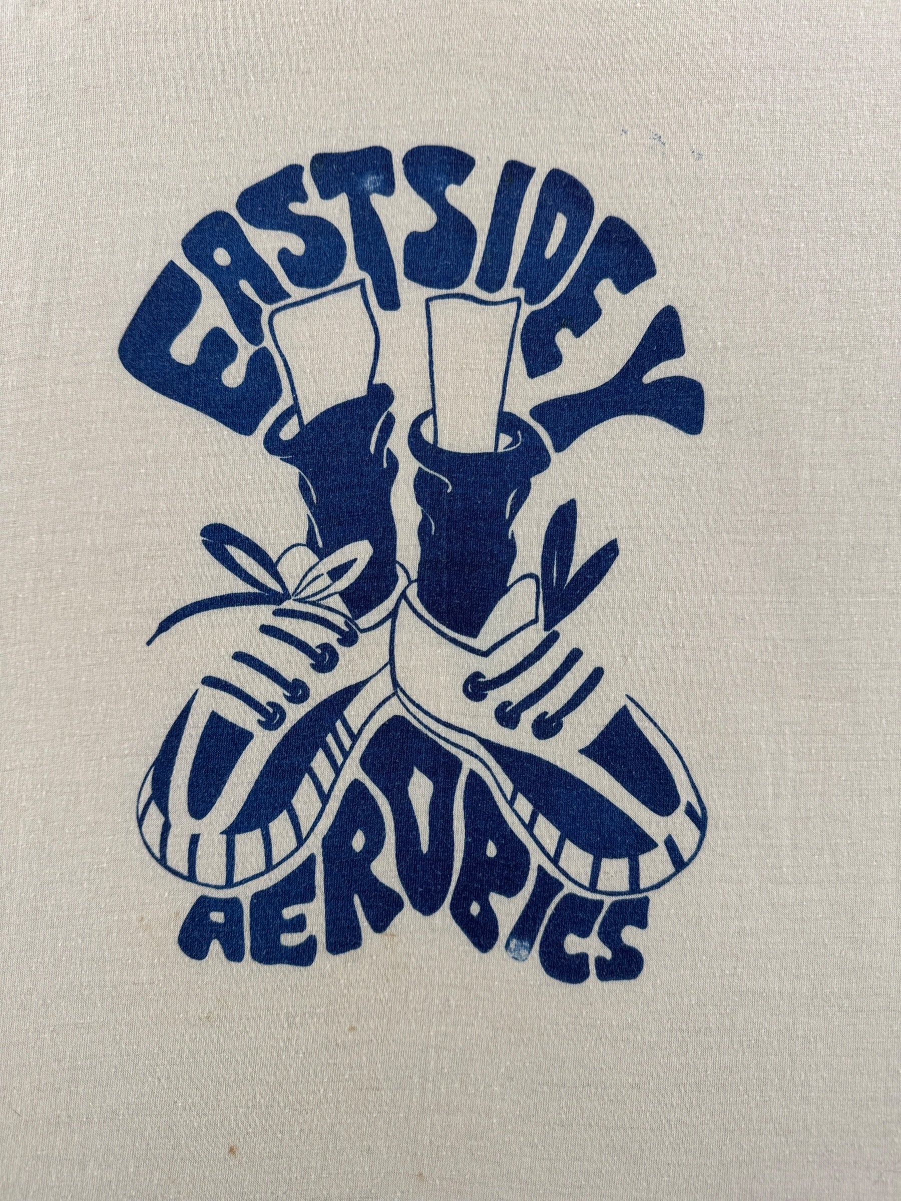 Graphic of Vintage Eastside Aerobics Ringer Tee SZ XL (Fits M)