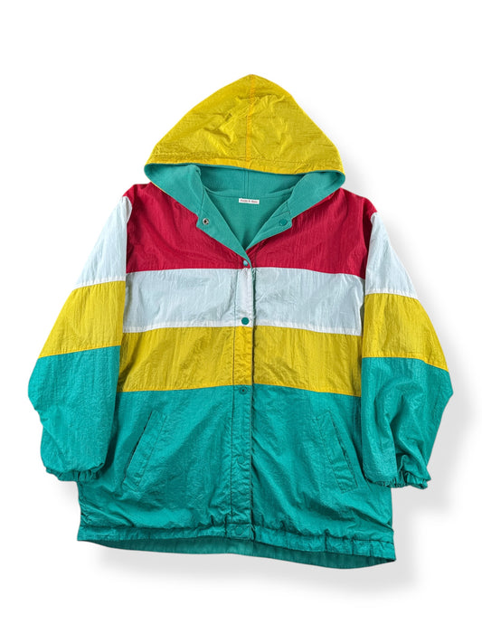 Front of Vintage Reversible British Mist Hooded Windbreaker SZ L