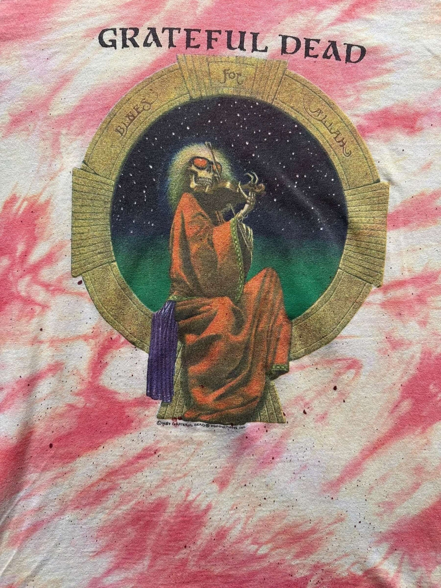 Front Graphic Detail on Vintage 1987 Grateful Dead "Blues for Allah" Single Stitch Tee SZ S