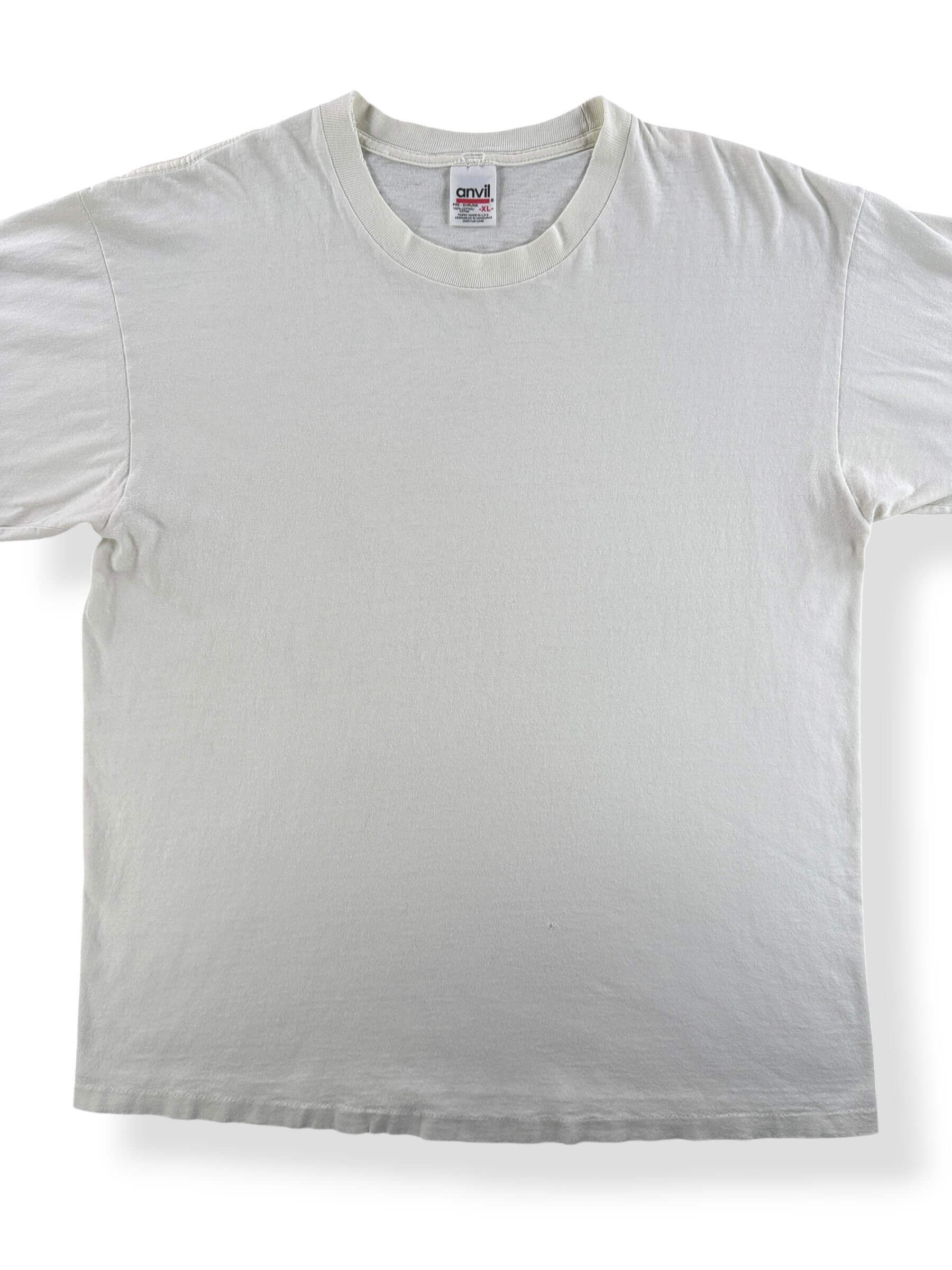 Front Close Up of Vintage Anvil Blank White Tee SZ XL
