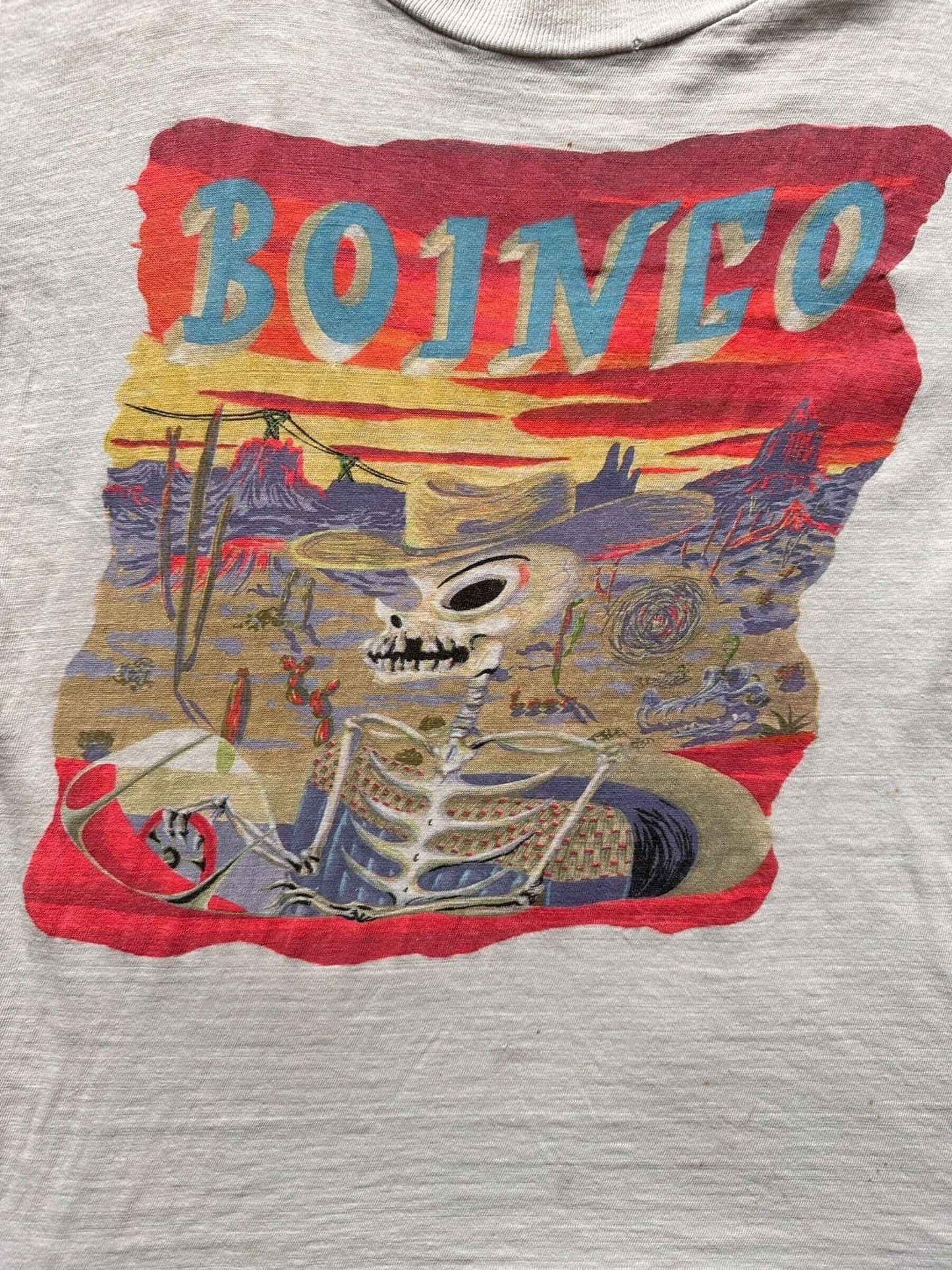 Close Up of Front Art on Vintage 1989 Oingo Boingo Single Stitch Band Tee SZ M