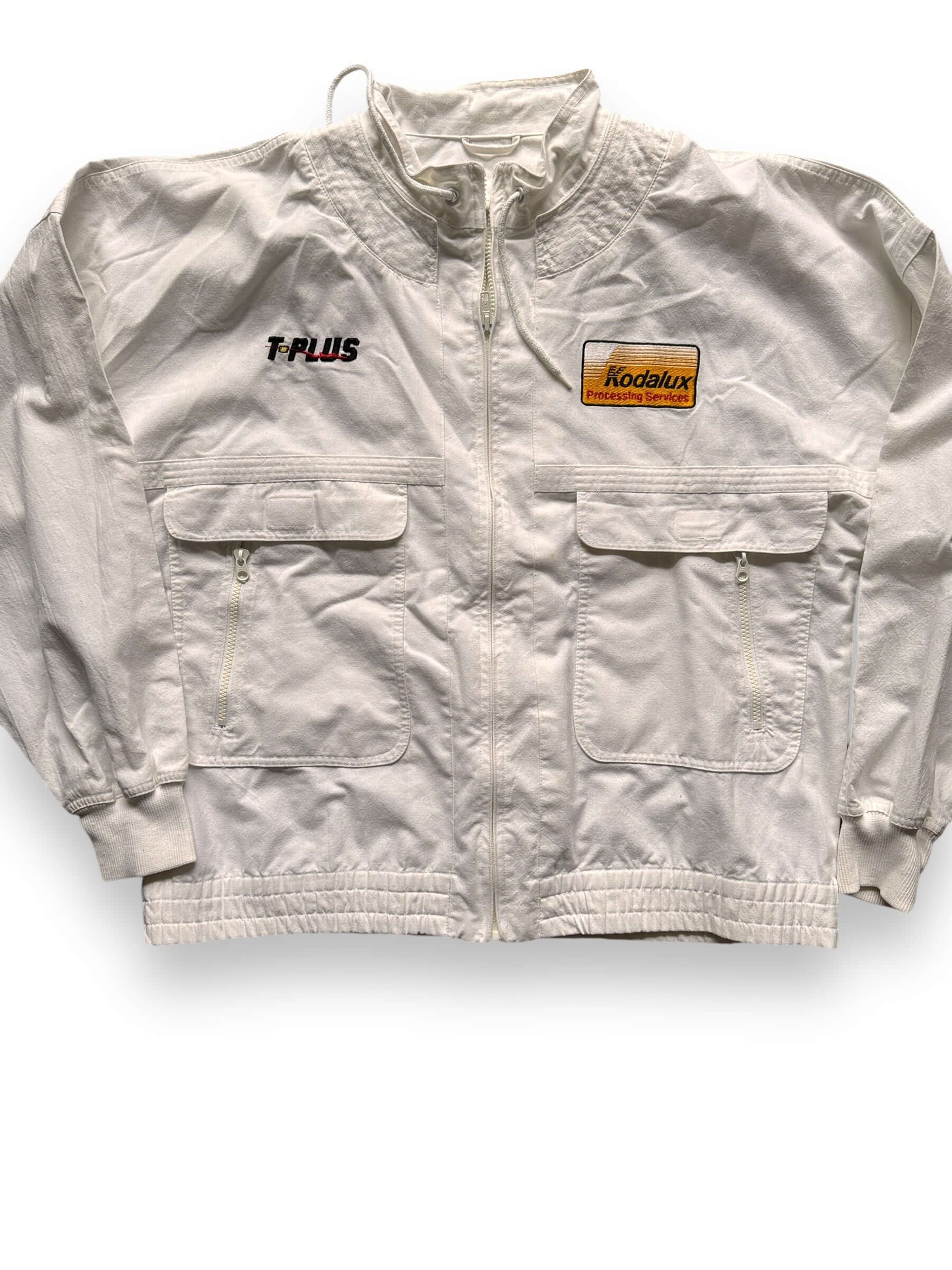 Front Detail on Vintage Kodalux White Jacket SZ L