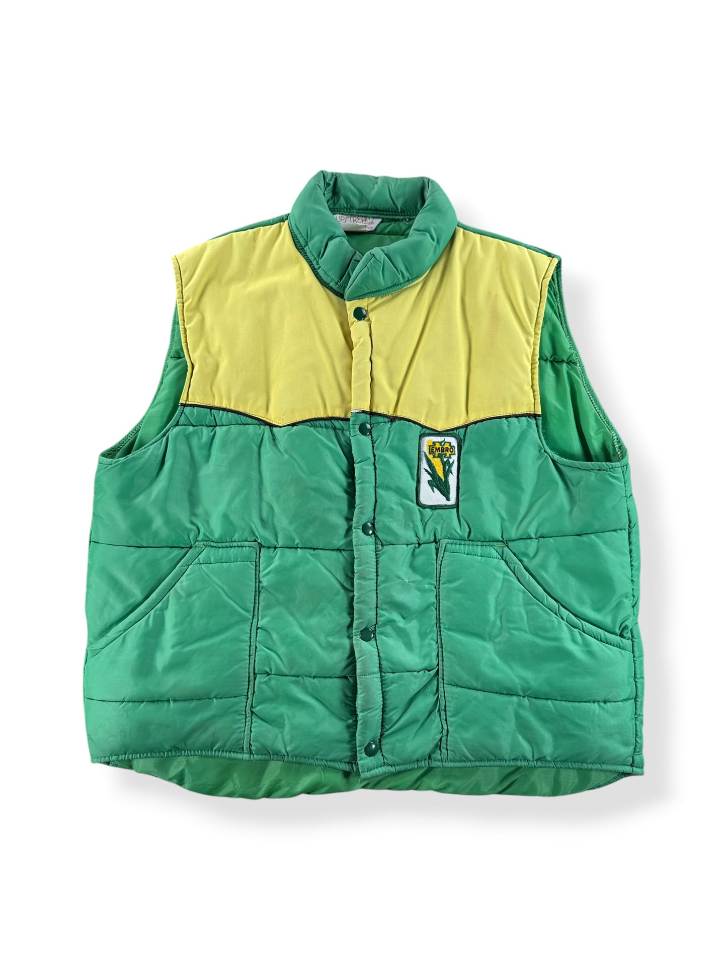 Front of Vintage Upstream Embro Western Puffer Vest SZ L